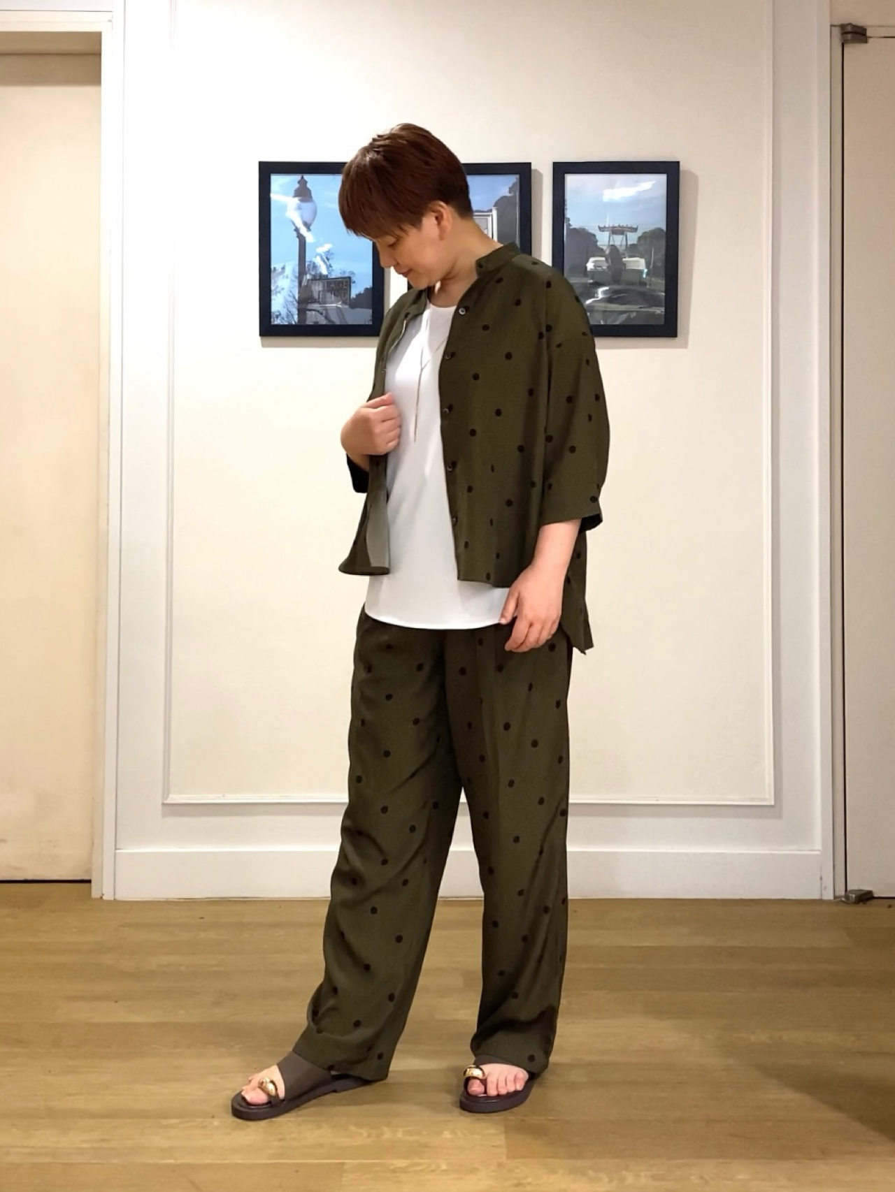 Hiroさんの「Dessin｜【セットアップ可】ドットプリント ハーフスリーブシャツ」を使ったコーディネート