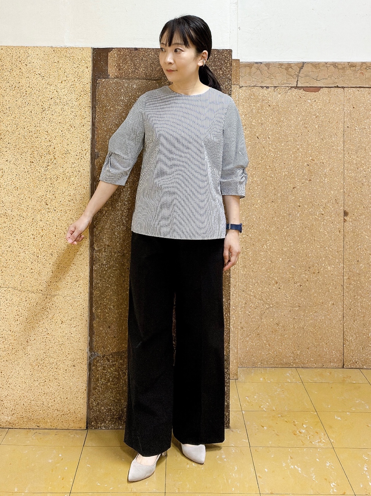 hattoriさんの「INDIVI｜【撥水／UVケア】ねじり袖サッカートップス」を使ったコーディネート