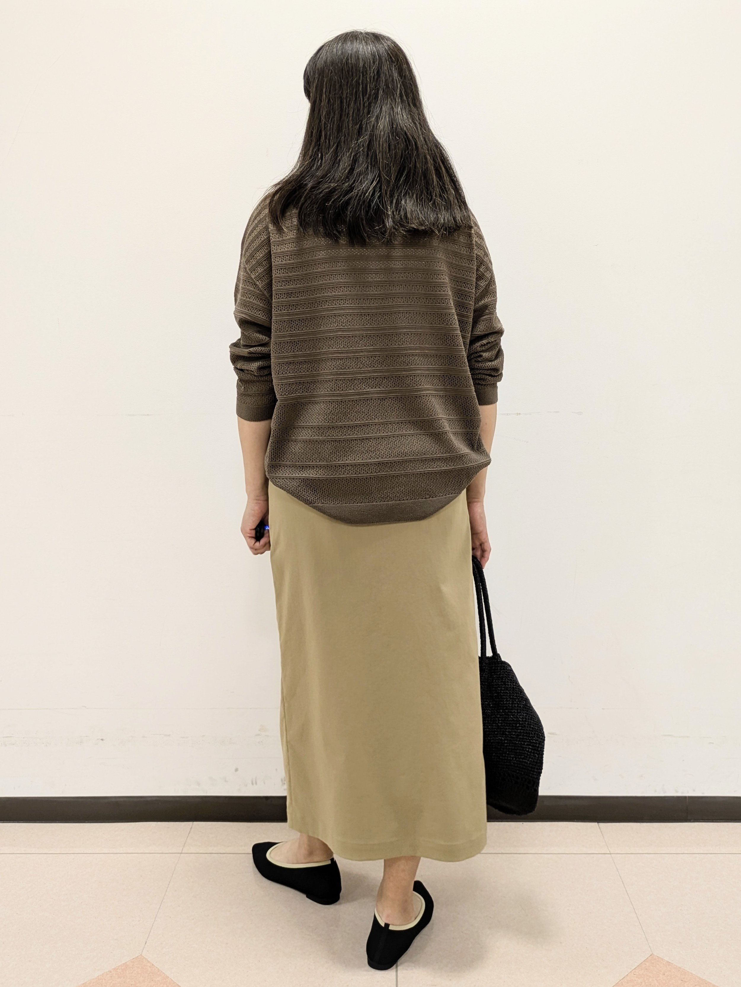 ともさんの「UNTITLED｜メッシュ柄ボーダーニット」を使ったコーディネート