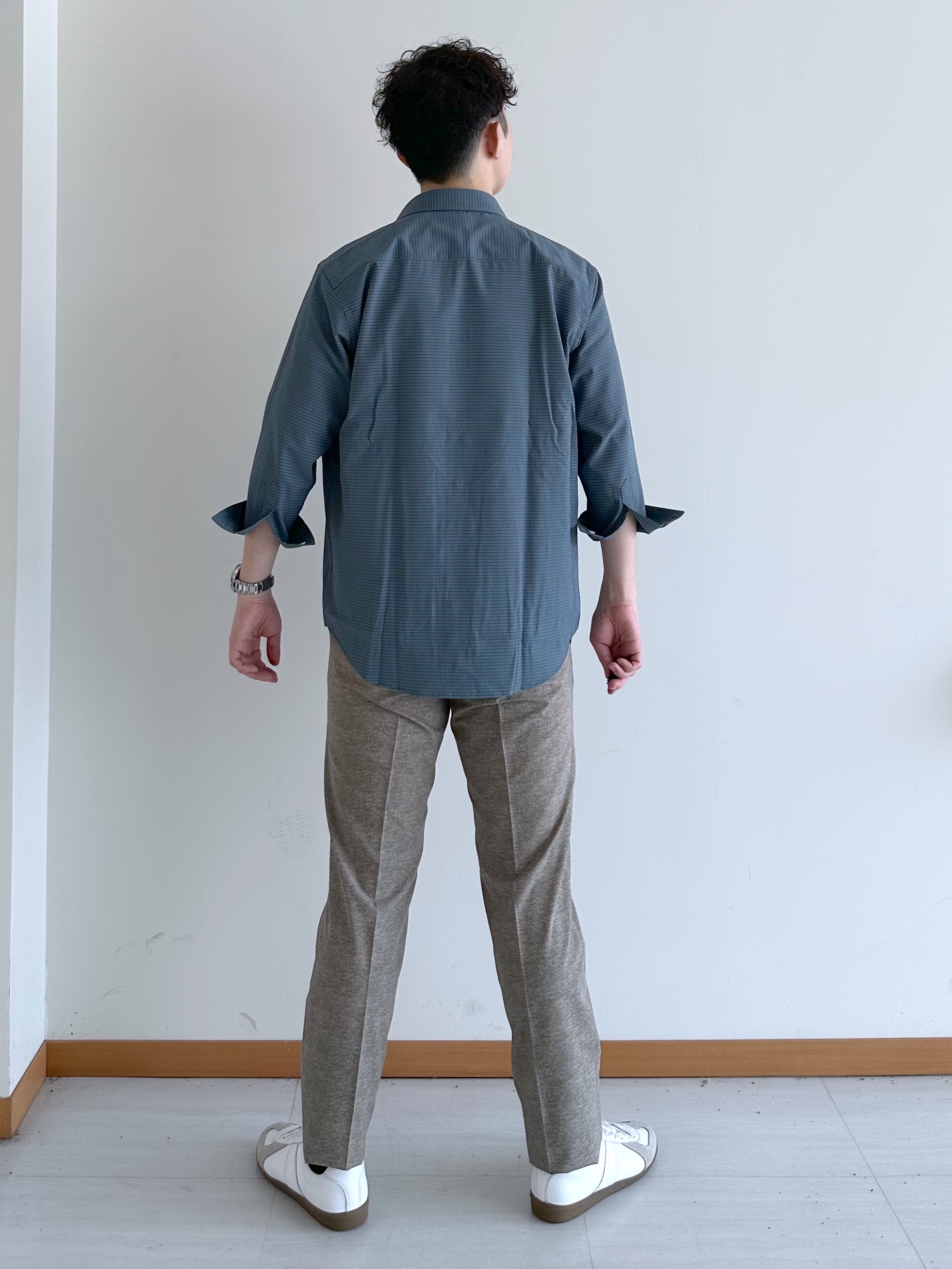 イッシーさんの「TAKEO KIKUCHI｜【日本製】JFP DotAir（R）サッカー7分袖シャツ」を使ったコーディネート