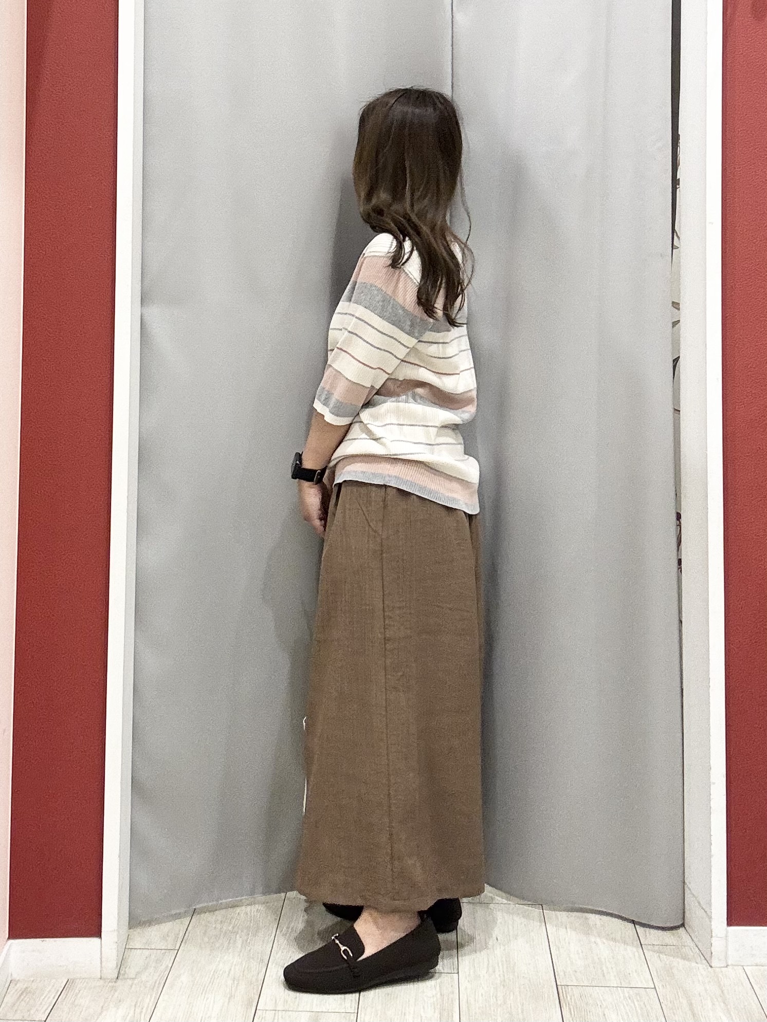 shioさんの「SHOO･LA･RUE｜【S-LL】オンオフ着られる マルチボーダーリブニット」を使ったコーディネート