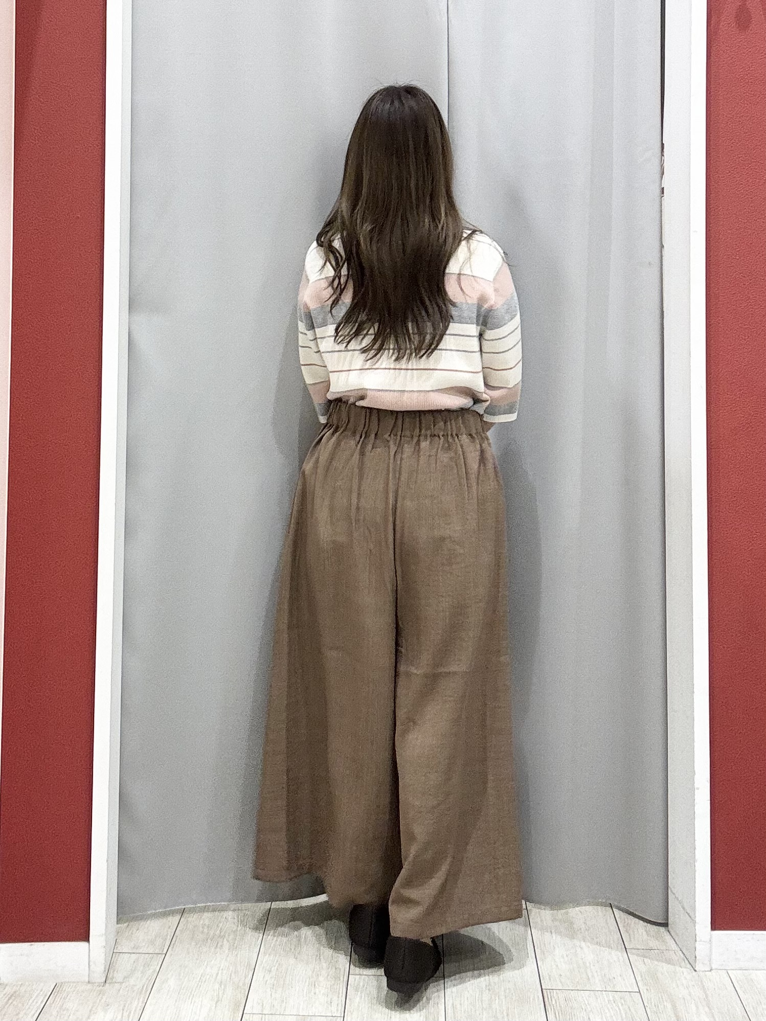 shioさんの「SHOO･LA･RUE｜【S-LL】オンオフ着られる マルチボーダーリブニット」を使ったコーディネート