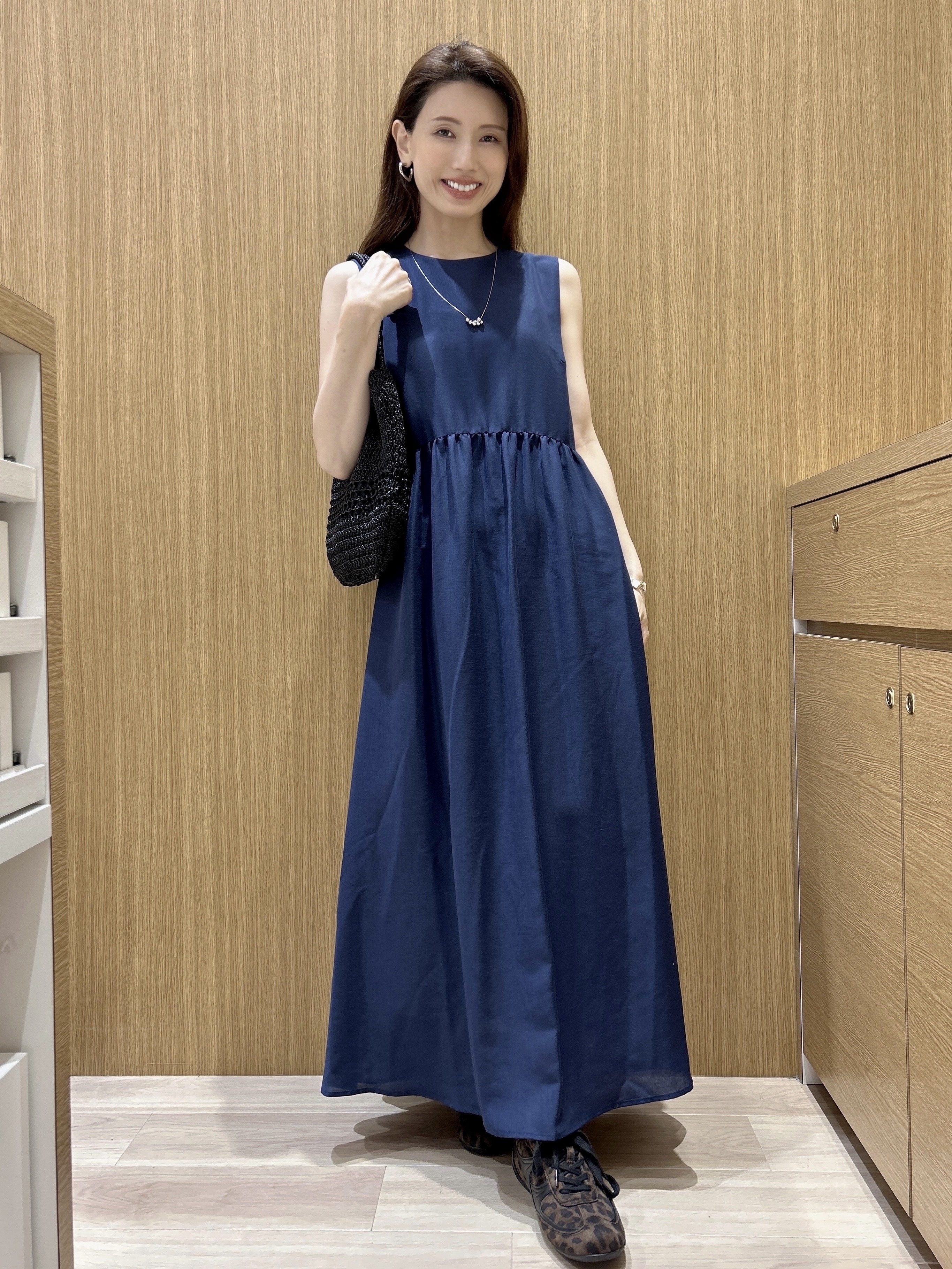 maiさんの「OPAQUE.CLIP｜【接触冷感】麻混シアーノースリーブワンピース《洗濯機OK》」を使ったコーディネート