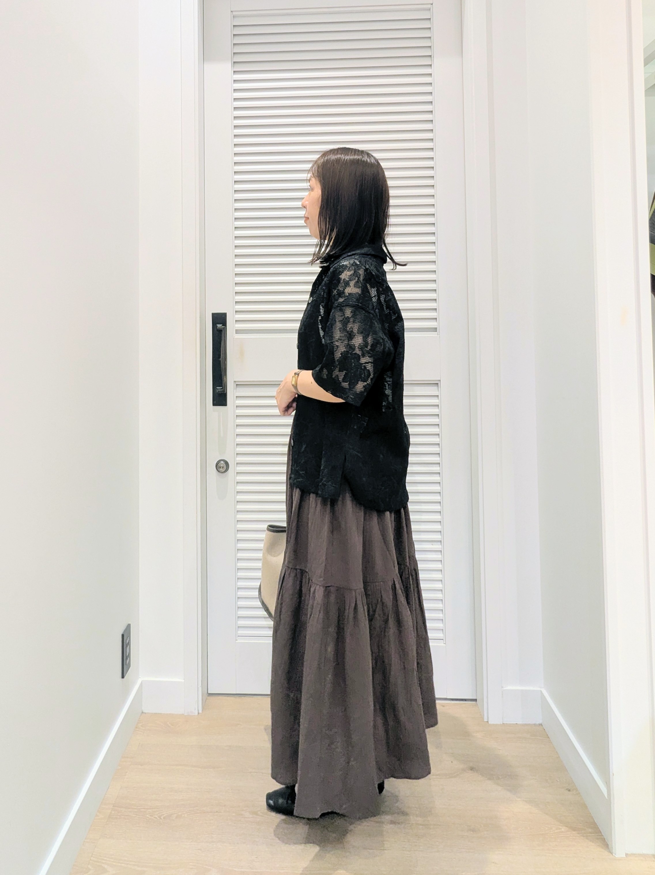 enさんの「Dessin｜カラミレース 開襟シャツ」を使ったコーディネート
