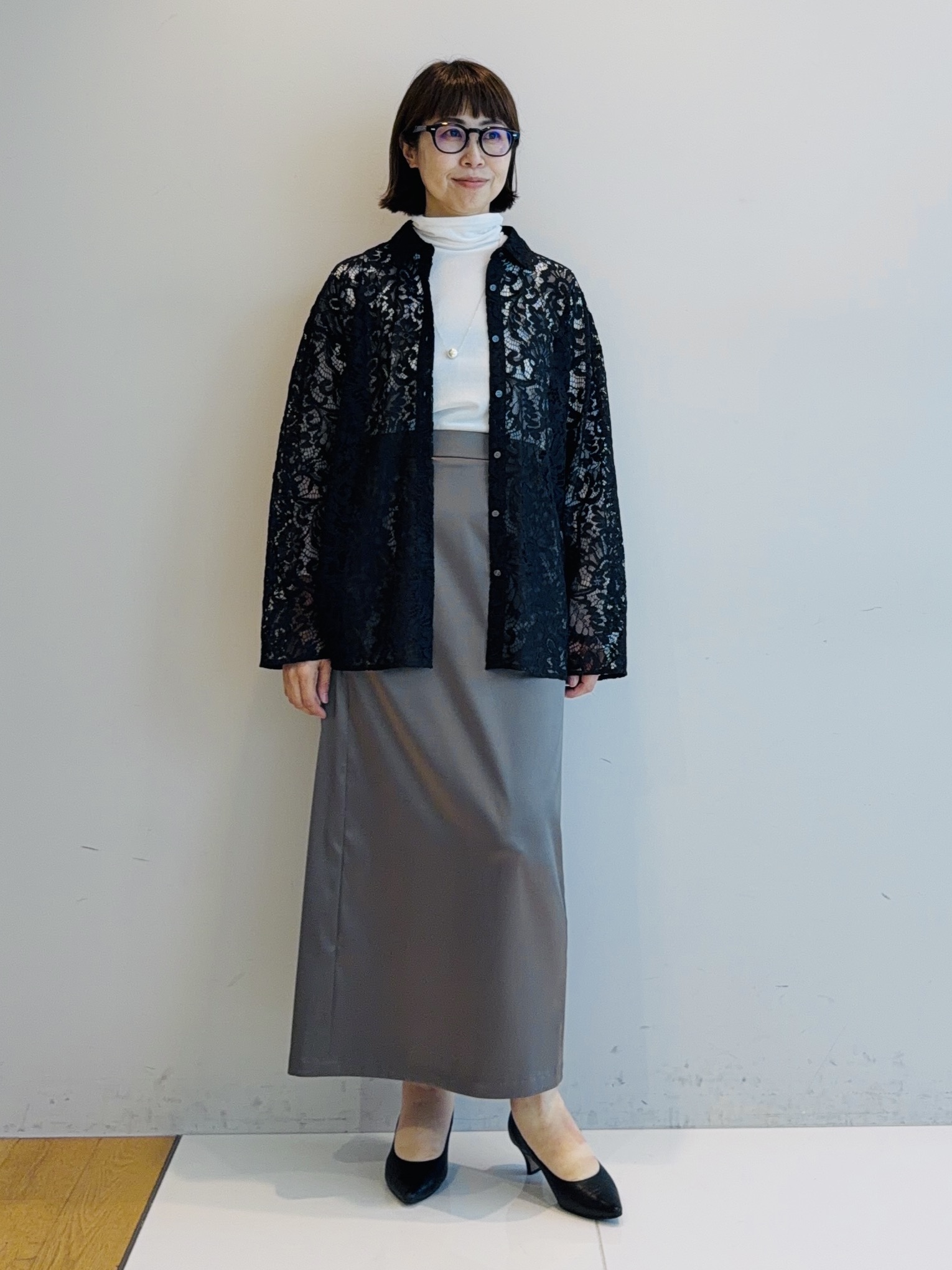murayamaさんの「INDIVI｜【洗える／トレンド】大人レースシャツ」を使ったコーディネート