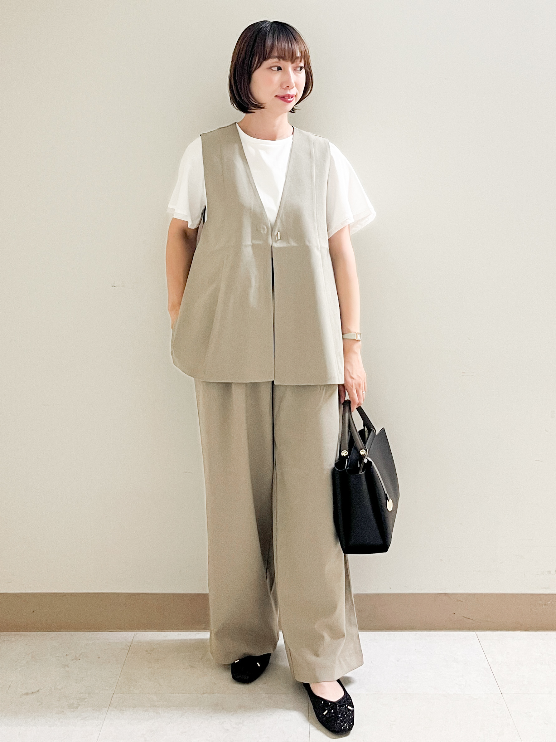 あかねさんの「OPAQUE.CLIP｜【吸水速乾】フレアジレ《洗濯機OK／セットアップ対応可》」を使ったコーディネート