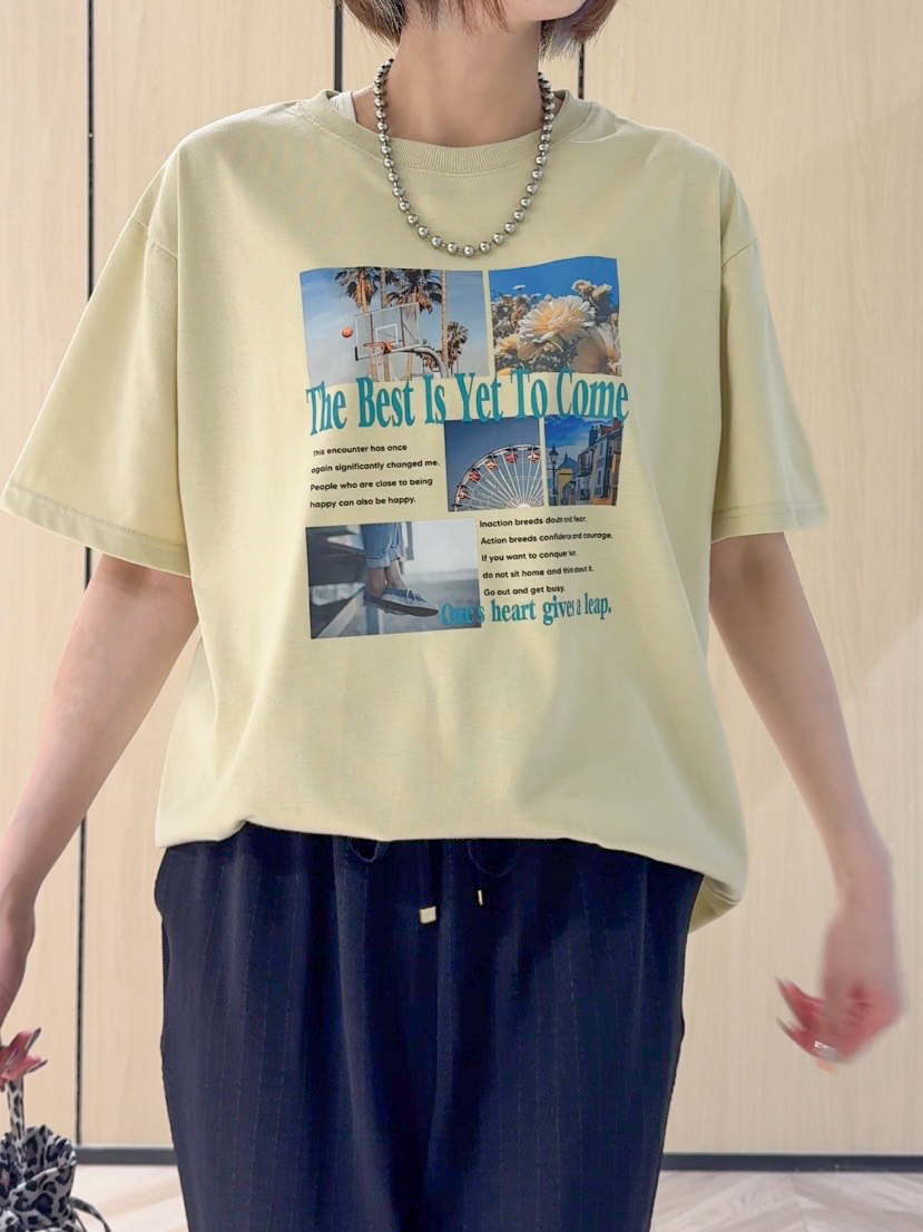 𝐜𝐡𝐢𝐤𝐚さんの「SHOO･LA･RUE｜【ひんやり/S-LL】選べる4柄　デイリー使いにぴったりな 大人の頼れるTシャツ」を使ったコーディネート