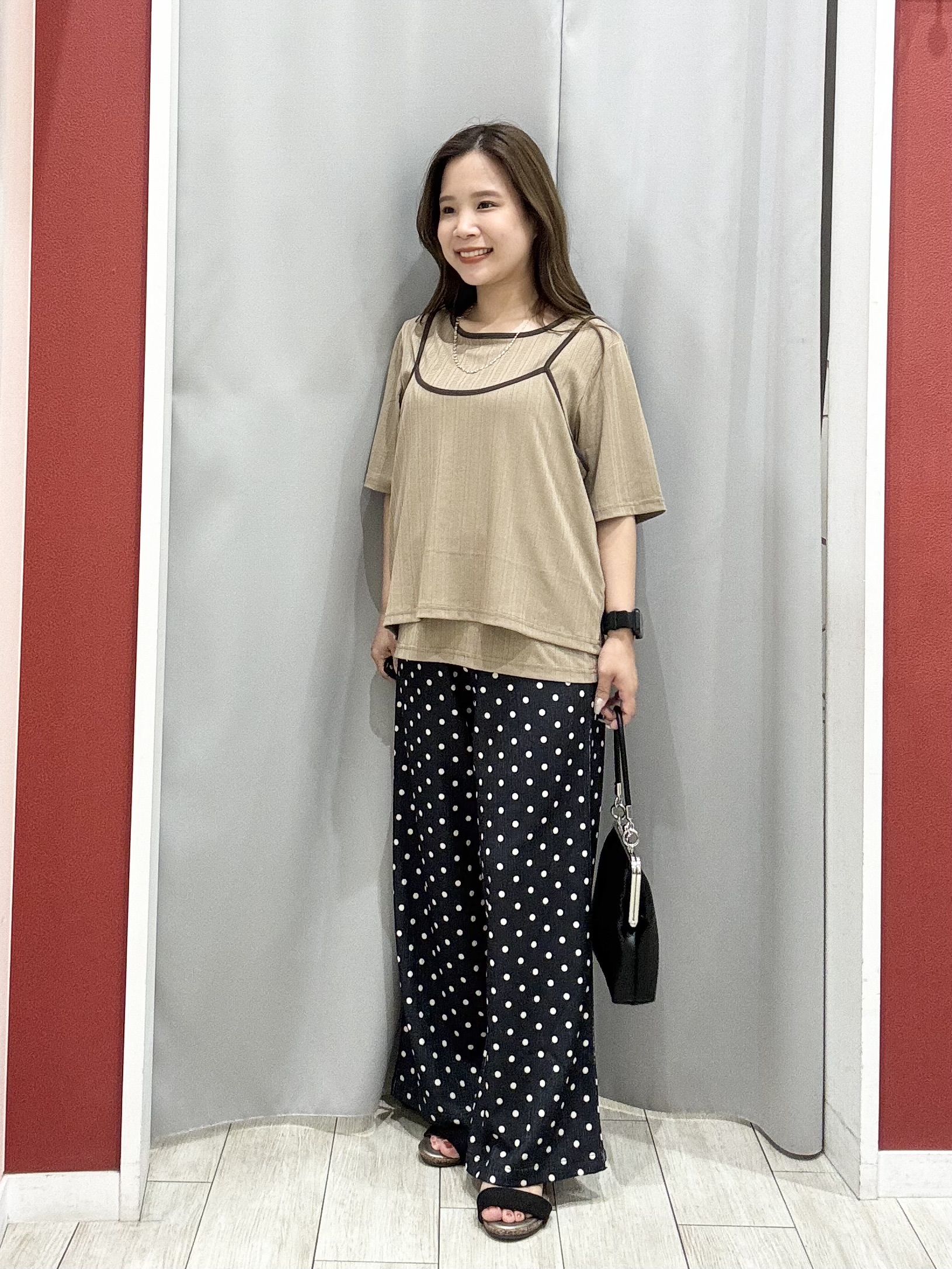 shioさんの「SHOO･LA･RUE｜細見えランダムテレコ 配色キャミセット」を使ったコーディネート