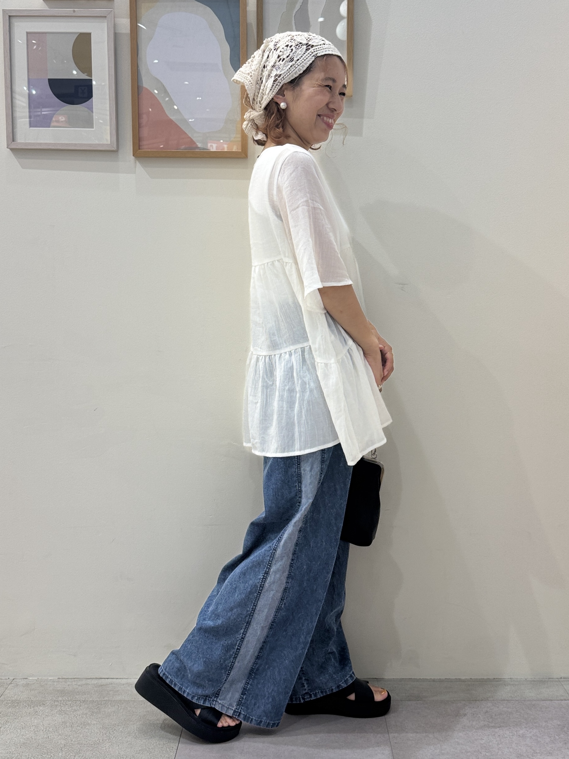 たけぴさんの「SHOO･LA･RUE｜ワッシャーティアードブラウス」を使ったコーディネート