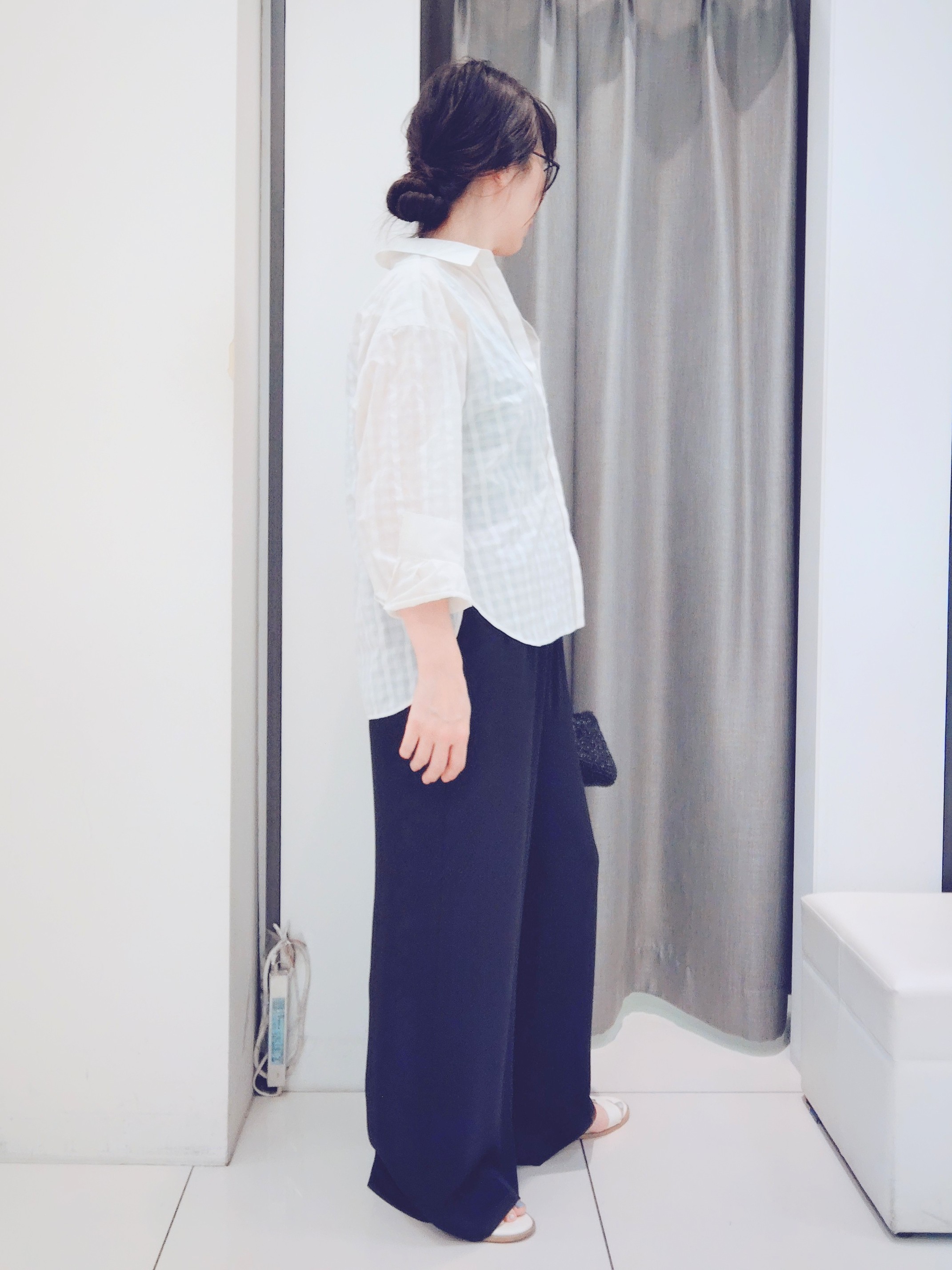 YABUさんの「UNTITLED｜シアーチェックシャツブラウス」を使ったコーディネート