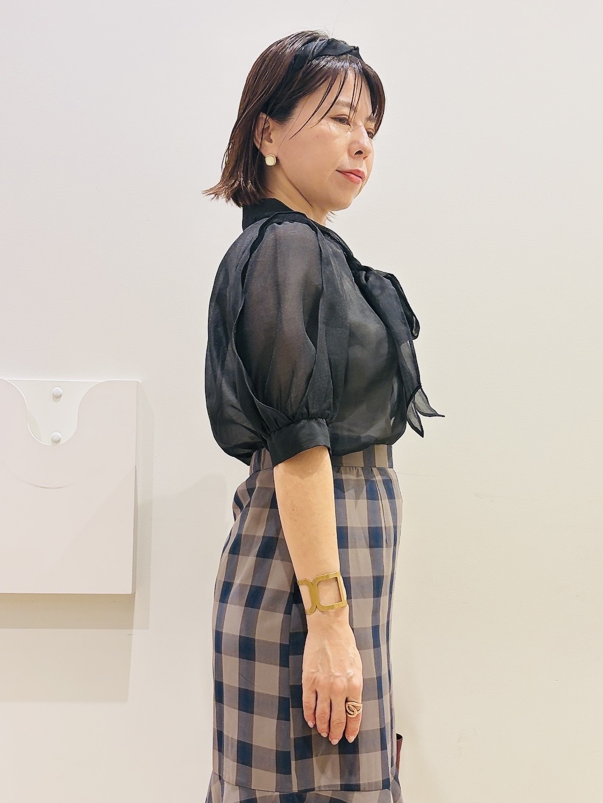 YUKOさんの「index｜オーガンシアーリボンフリルブラウス【洗濯機OK／イージーアイロン】」を使ったコーディネート