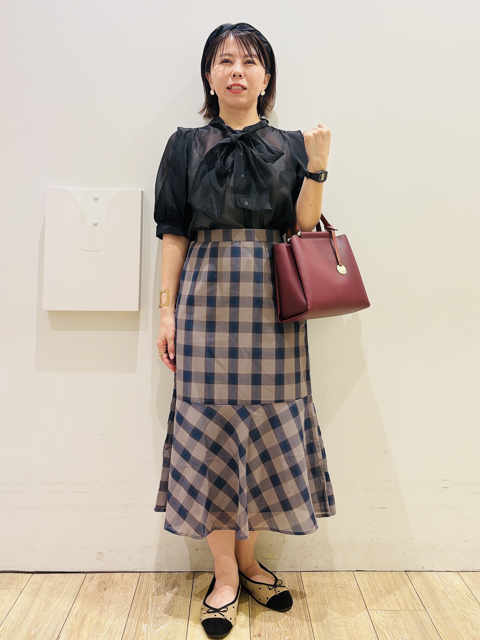 YUKOさんの「index｜オーガンシアーリボンフリルブラウス【洗濯機OK／イージーアイロン】」を使ったコーディネート