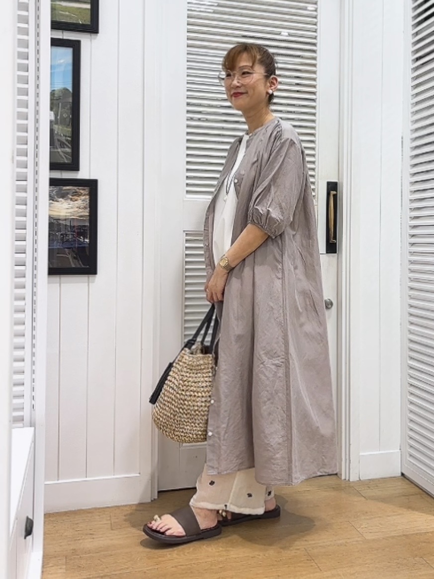 Yasucoさんの「Dessin｜【洗える】リネン混シャツワンピース」を使ったコーディネート