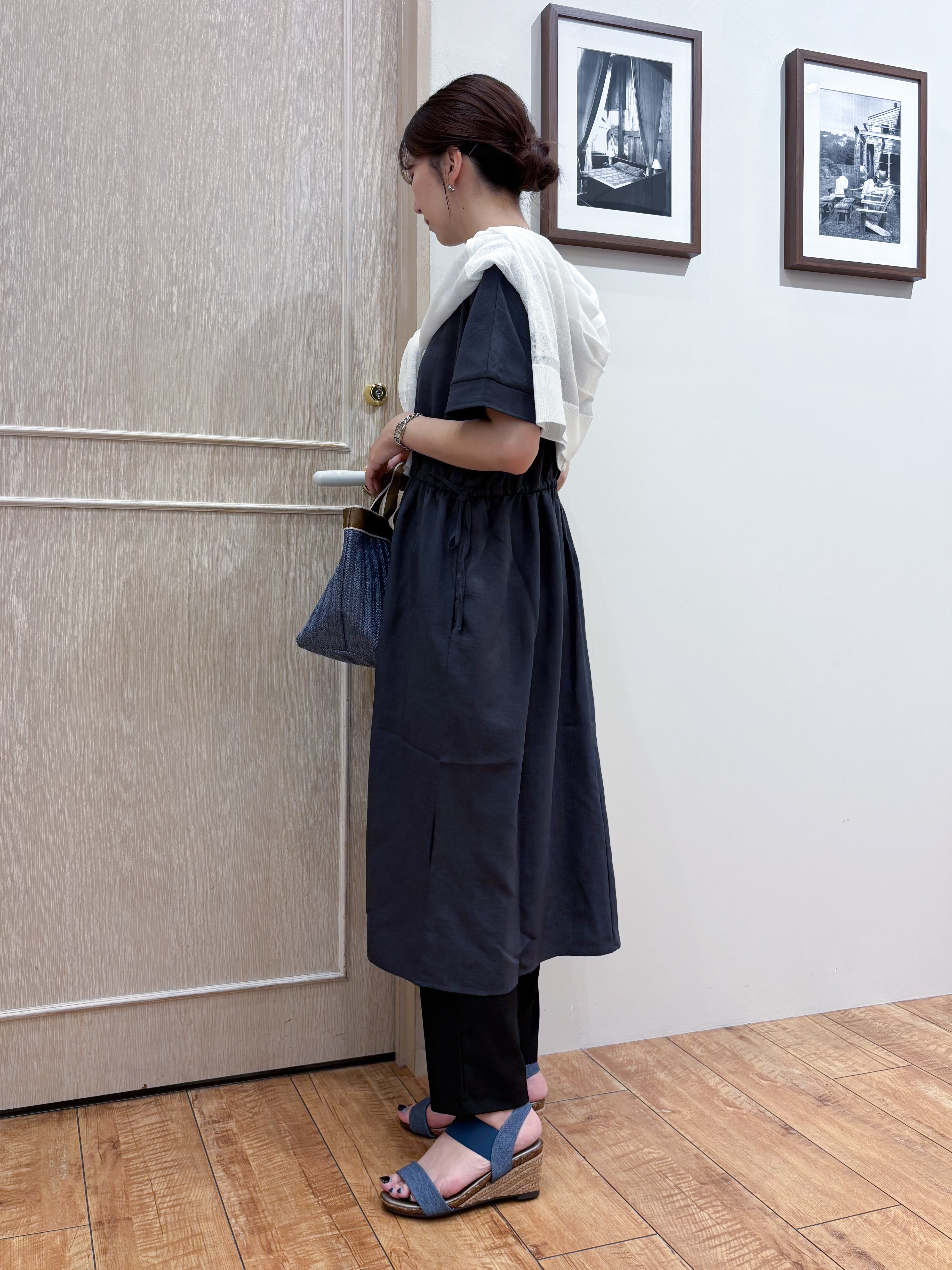 なみさんの「SHOO･LA･RUE｜【洗濯機可/S-LL】涼し気な透け感 日差し冷房対策に シアーボーダーカーディガン」を使ったコーディネート