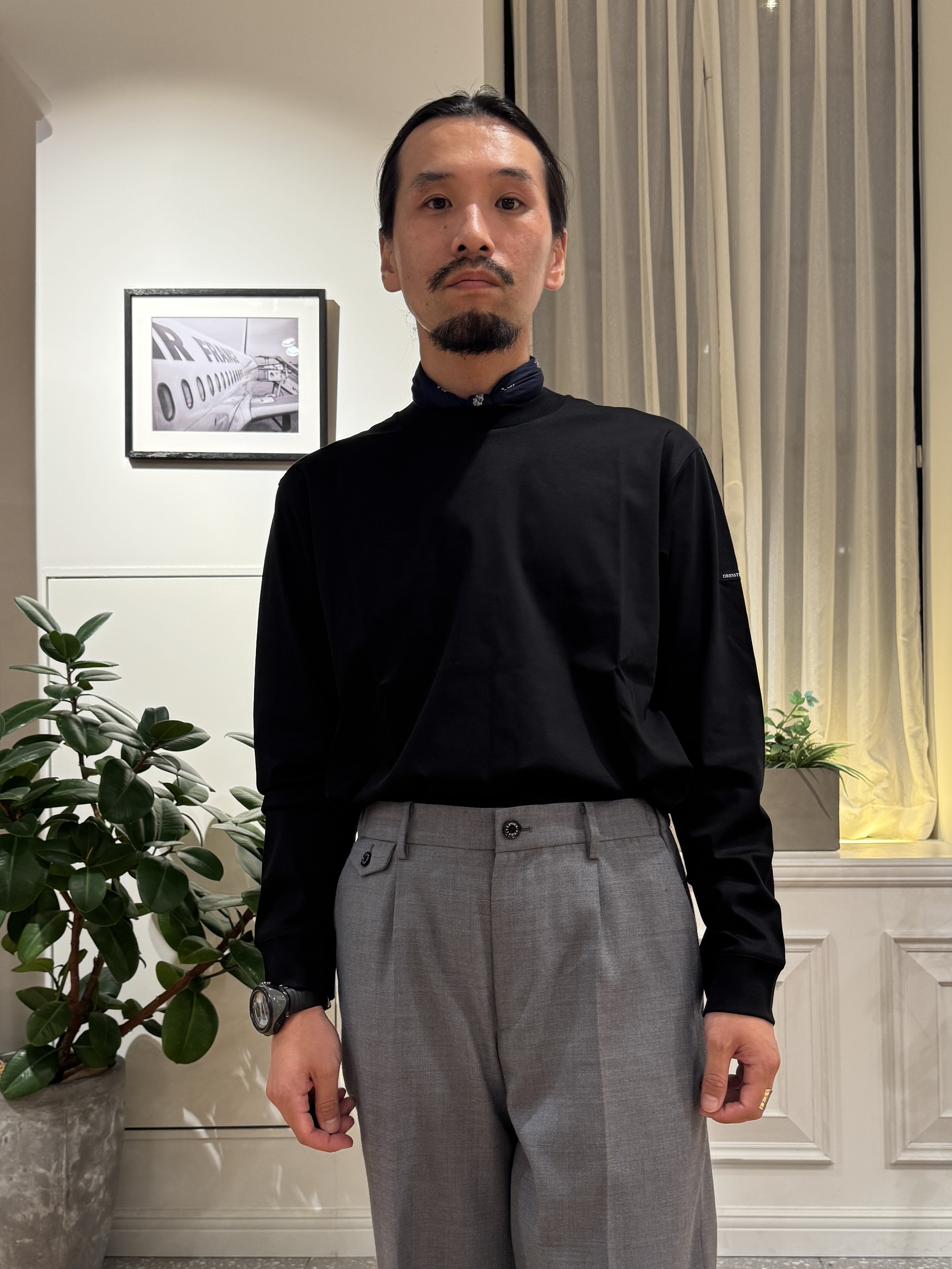 kawarataniさんの「DRESSTERIOR｜【接触冷感／抗菌防臭／消臭】ICE CLEAR COTTON クルーネックロンT」を使ったコーディネート