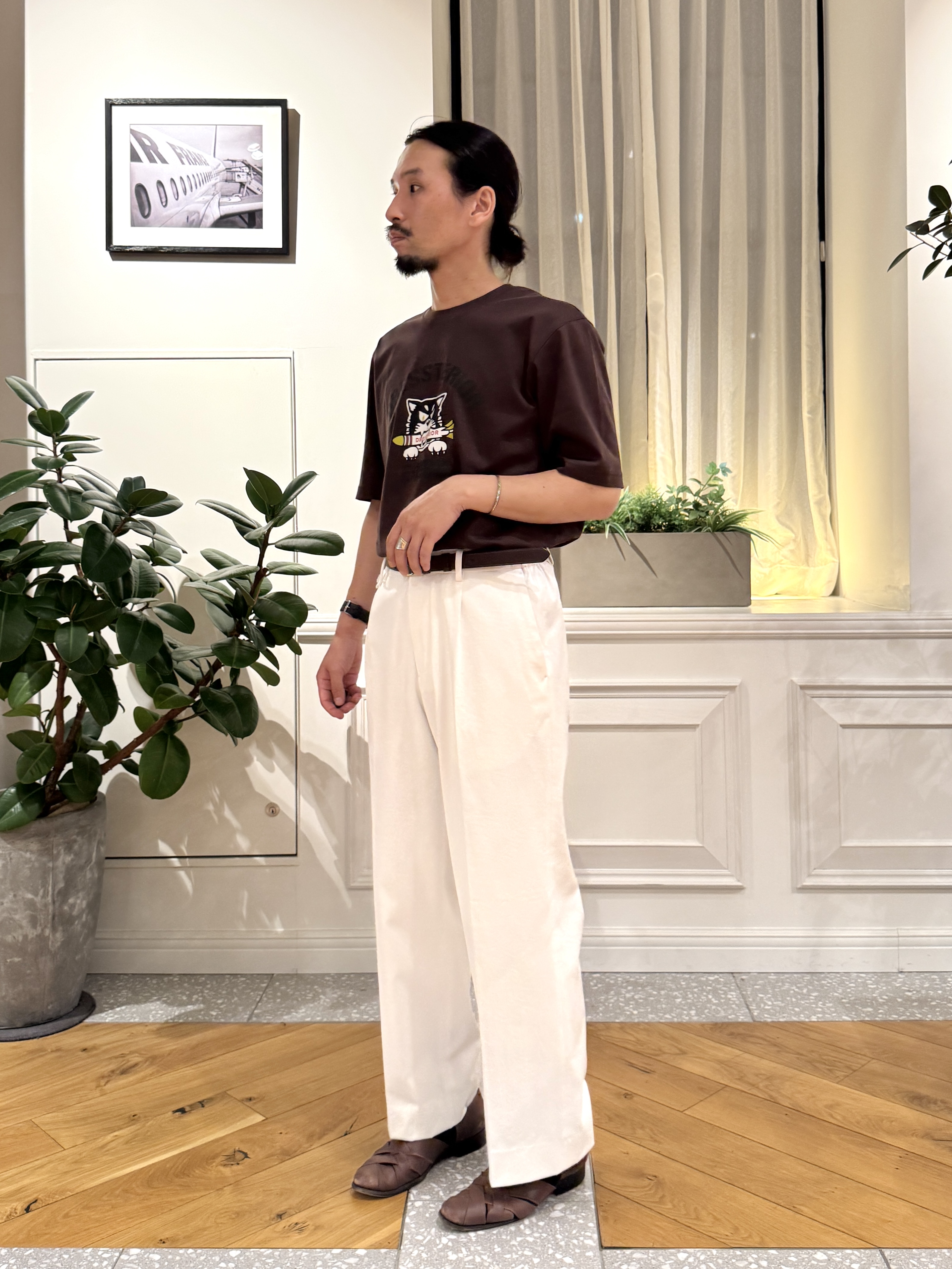 kawarataniさんの「DRESSTERIOR｜【接触冷感／抗菌防臭／消臭】ICE CLEAR COTTON ミサイルキャットTシャツ」を使ったコーディネート