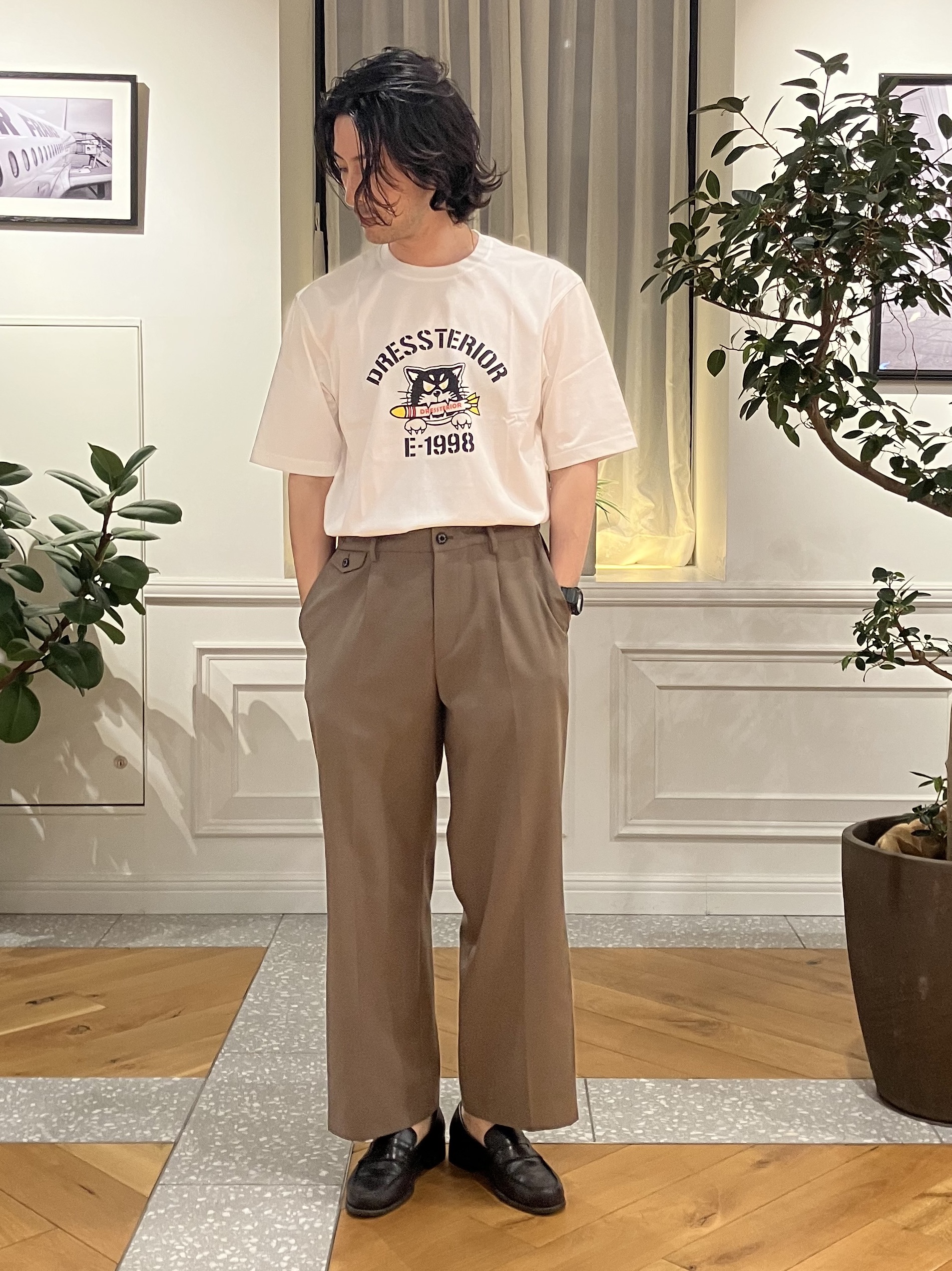 junyaさんの「DRESSTERIOR｜【接触冷感／抗菌防臭／消臭】ICE CLEAR COTTON ミサイルキャットTシャツ」を使ったコーディネート