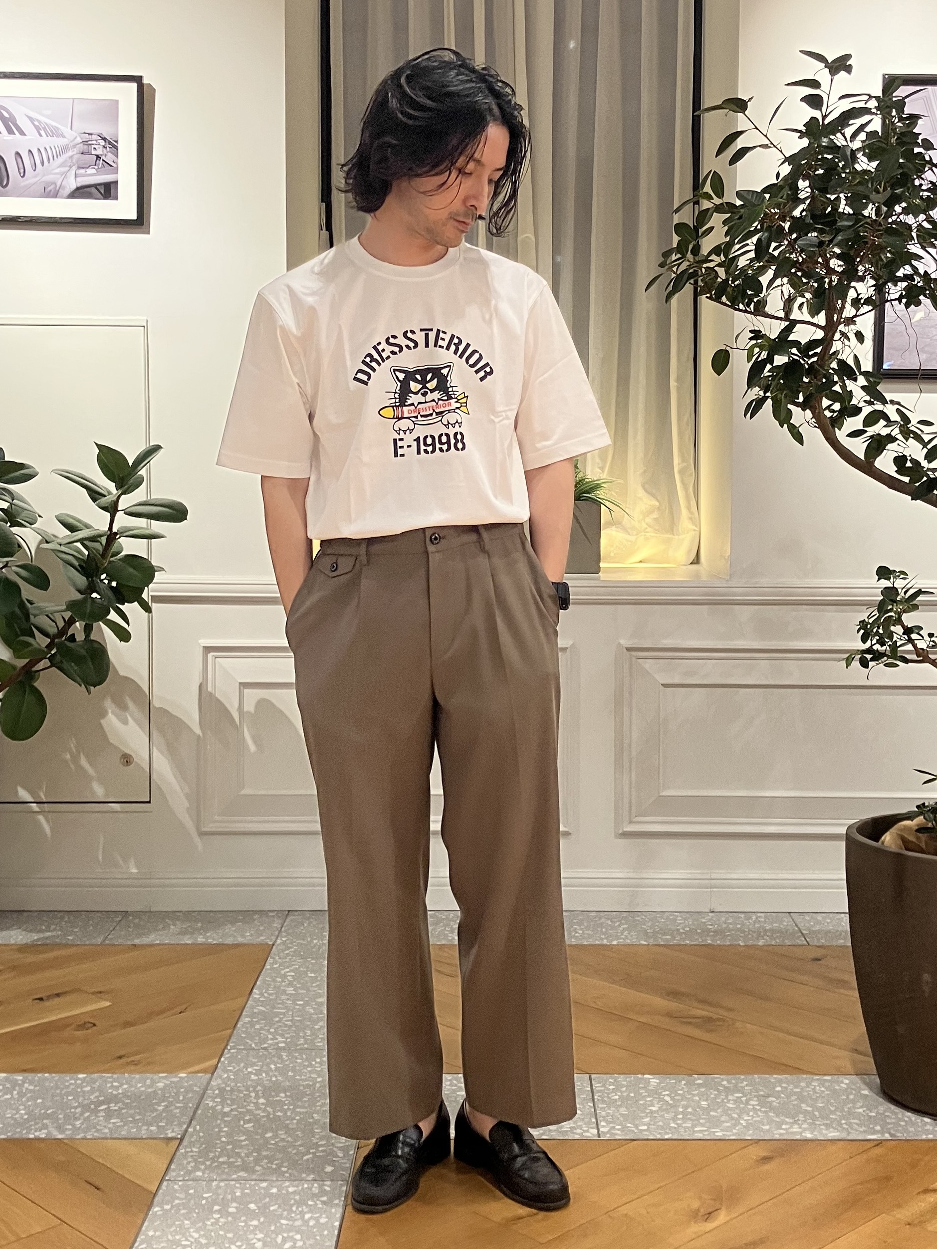 junyaさんの「DRESSTERIOR｜【接触冷感／抗菌防臭／消臭】ICE CLEAR COTTON ミサイルキャットTシャツ」を使ったコーディネート