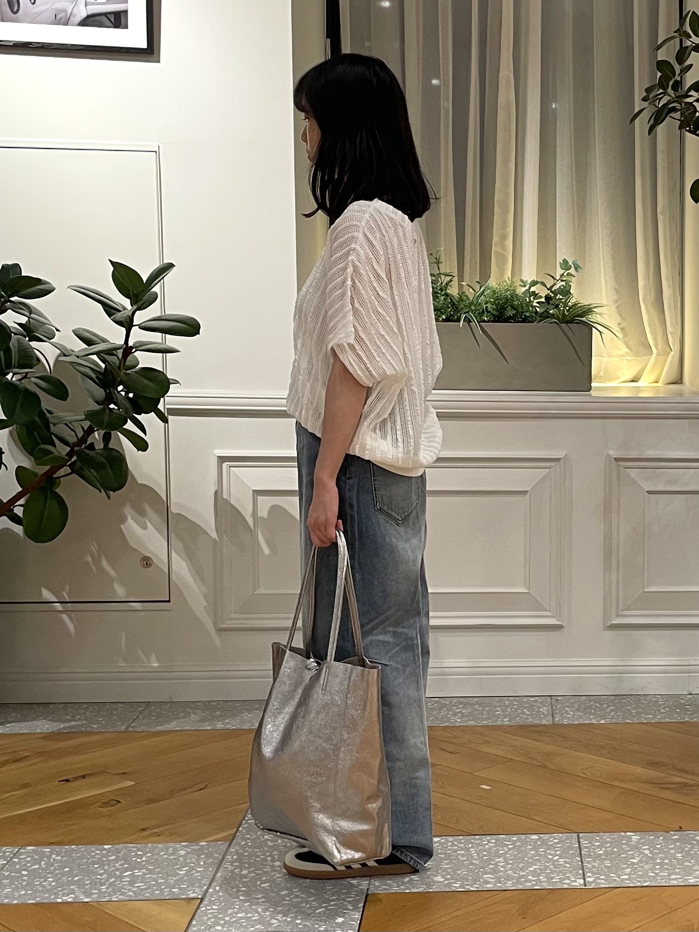 Lilyさんの「DRESSTERIOR｜【体系カバー/日除け】ドルマンスリーブ シアーメッシュプルオーバー」を使ったコーディネート