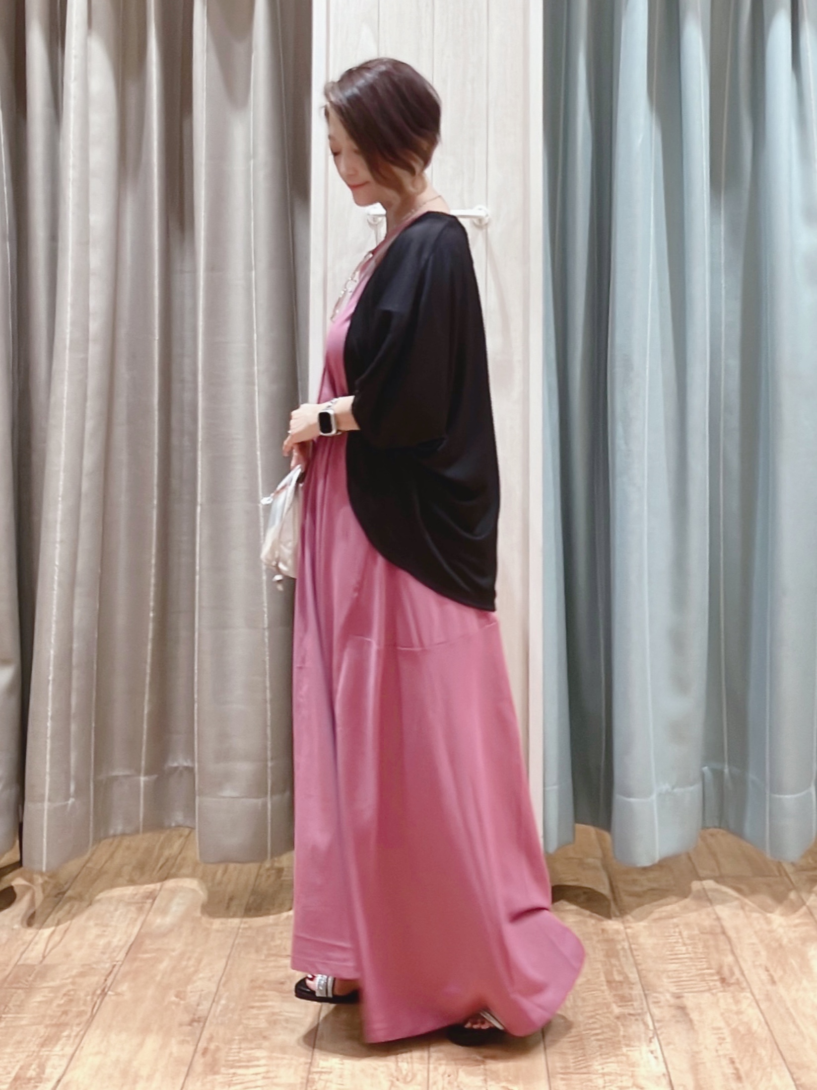 aaamiさんの「SHOO･LA･RUE｜【ひんやり/UV/体型カバー】冷房対策にも さらとろ 5分袖ドルマンカーディガン」を使ったコーディネート