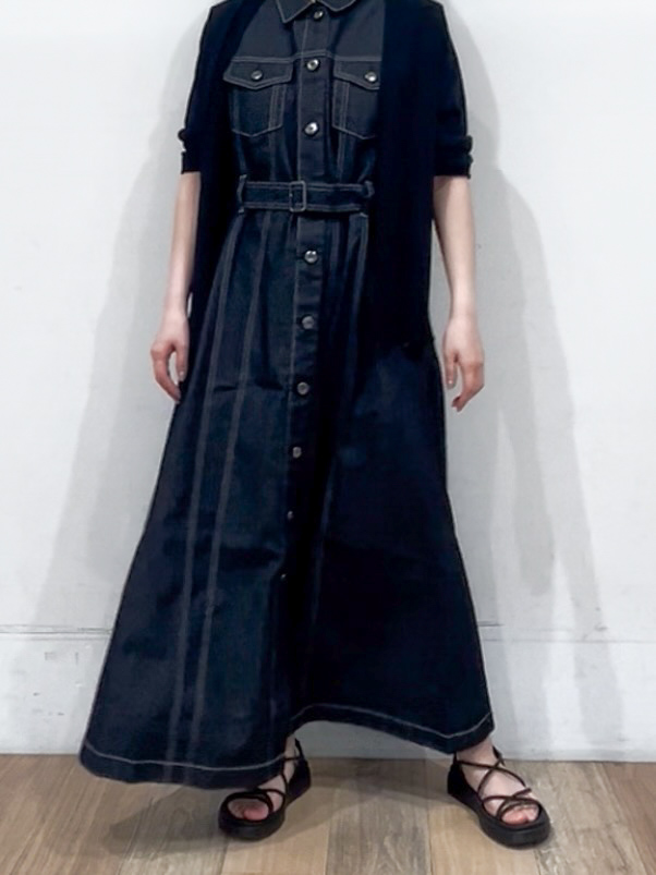 山さんさんの「grove｜大人気！デニムフレアワンピース」を使ったコーディネート