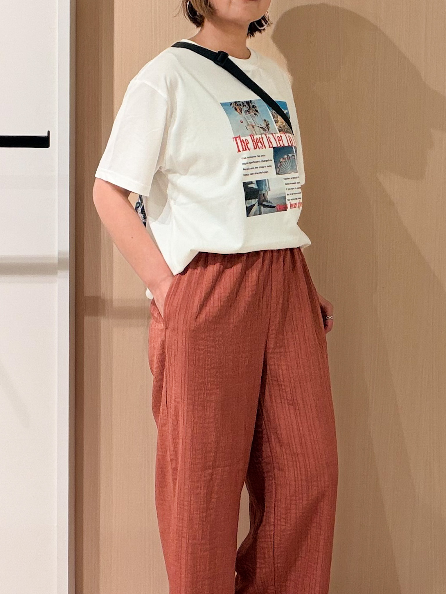 ぷくりんさんの「SHOO･LA･RUE｜【ひんやり/S-LL】選べる4柄　デイリー使いにぴったりな 大人の頼れるTシャツ」を使ったコーディネート