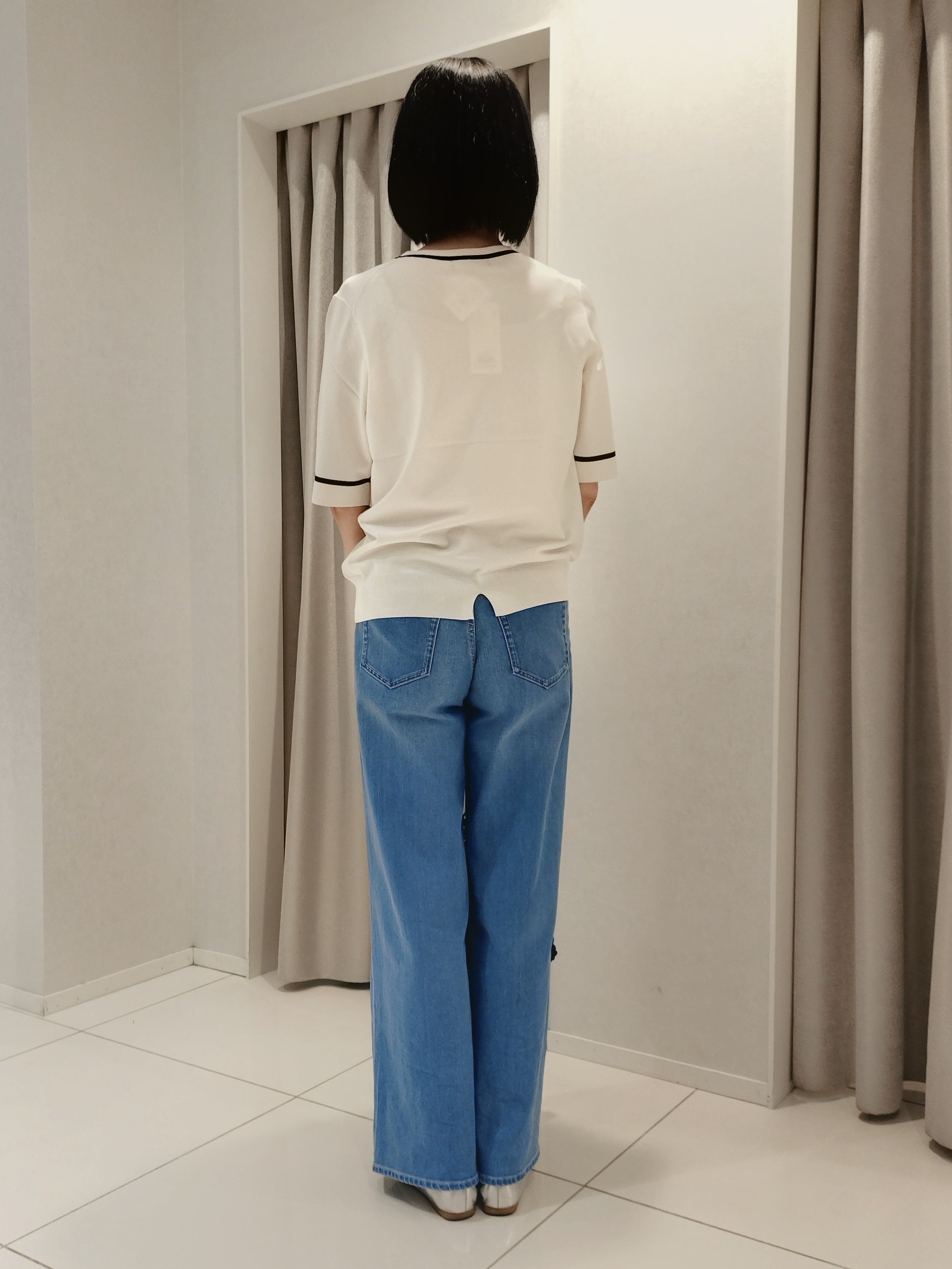 WATAさんの「UNTITLED｜【アンサンブル可/上品な清涼感】コンパクト5分袖ニット」を使ったコーディネート