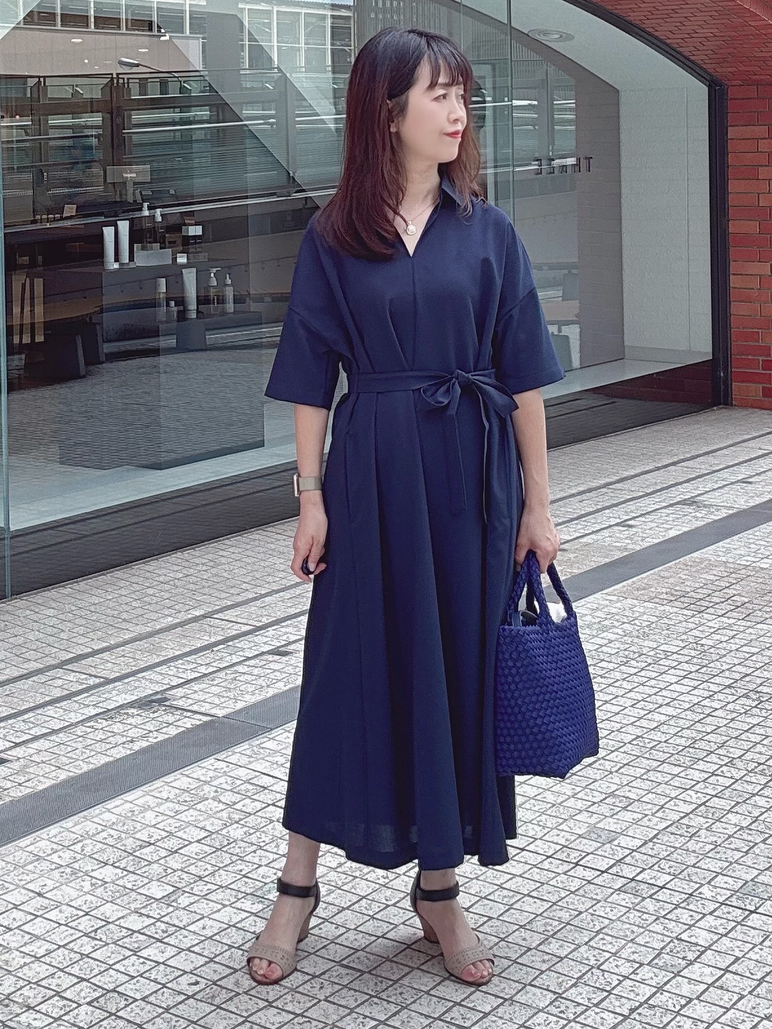 makiさんの「UNTITLED｜【UVカット/接触冷感/通気性】エアリークールワンピース」を使ったコーディネート