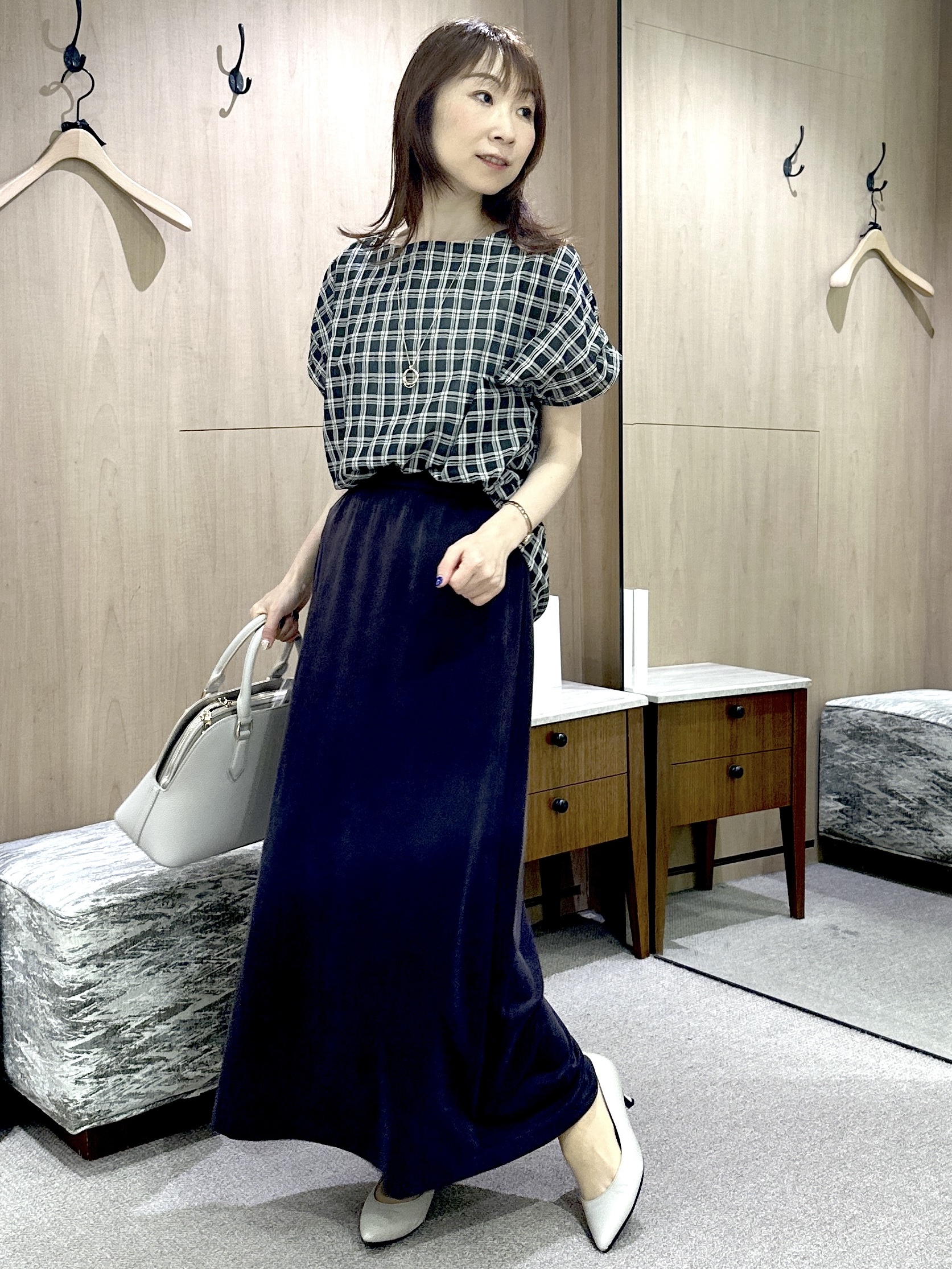 Miwaさんの「UNTITLED｜リネンミックスバンドカラーシャツ」を使ったコーディネート