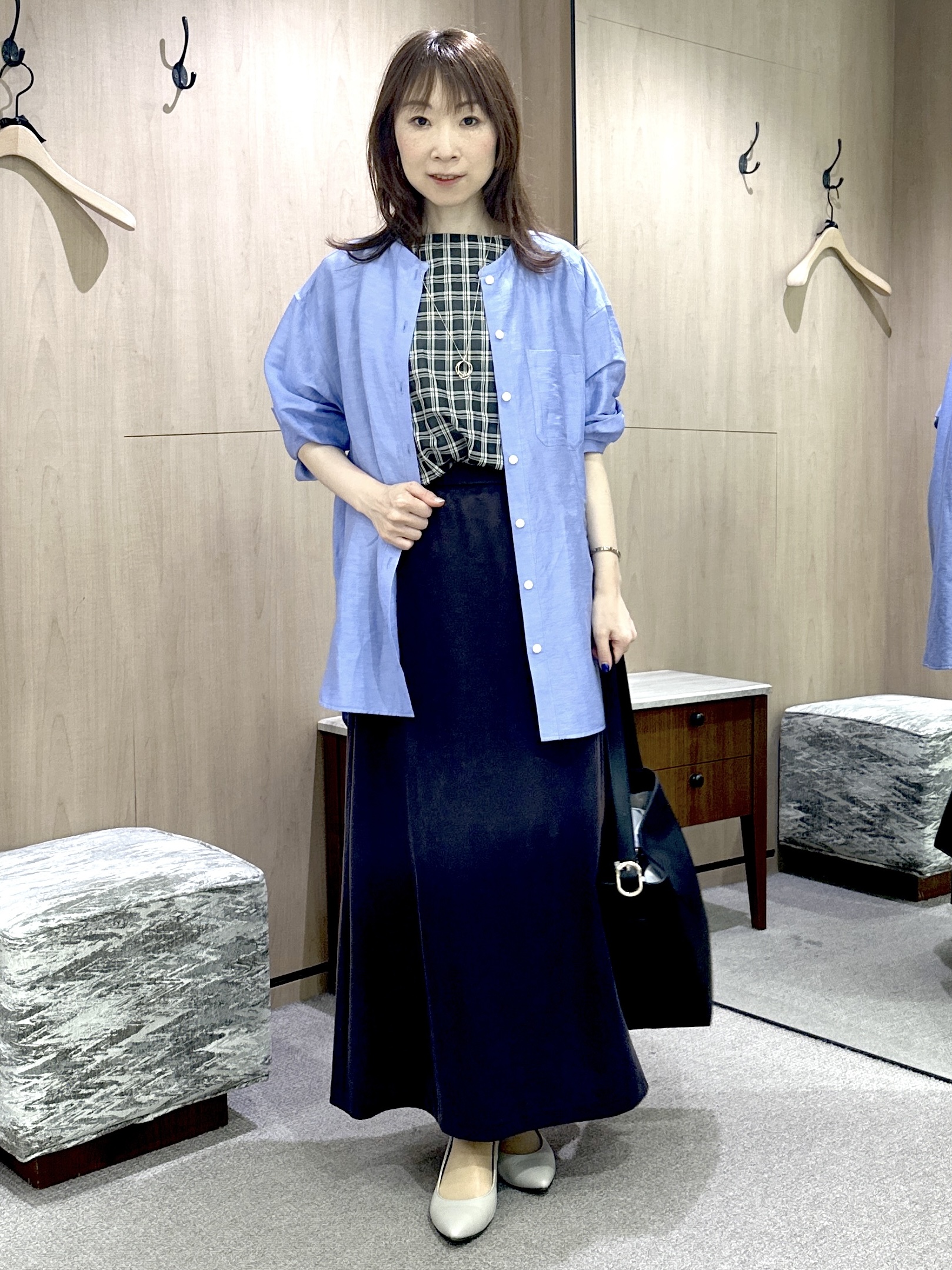 Miwaさんの「UNTITLED｜リネンミックスバンドカラーシャツ」を使ったコーディネート