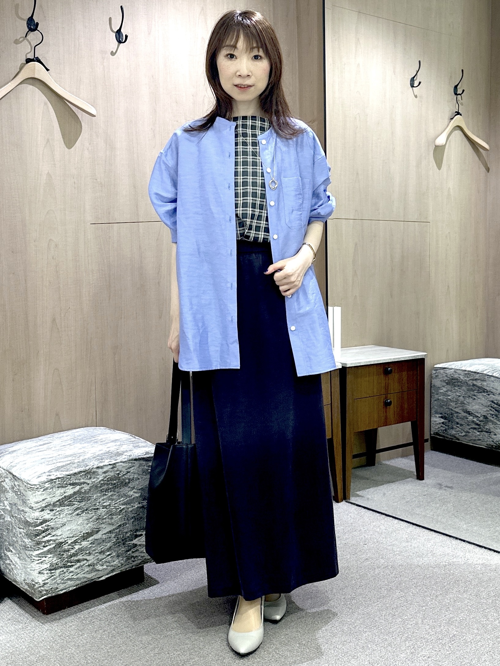Miwaさんの「UNTITLED｜リネンミックスバンドカラーシャツ」を使ったコーディネート