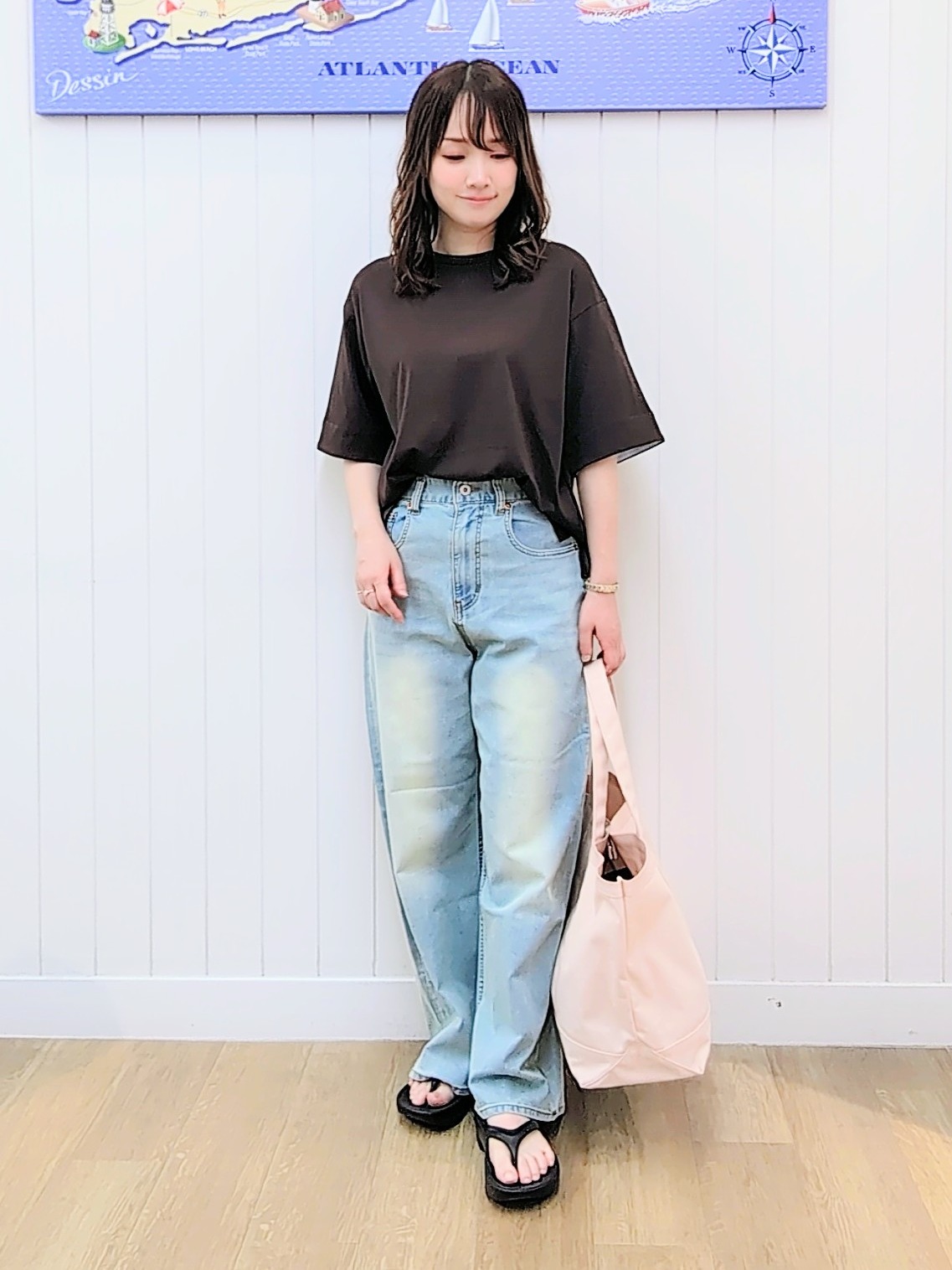 itoさんの「Dessin｜【汗シミ防止/UVカット】配色スリーブ 五分袖プルオーバー」を使ったコーディネート