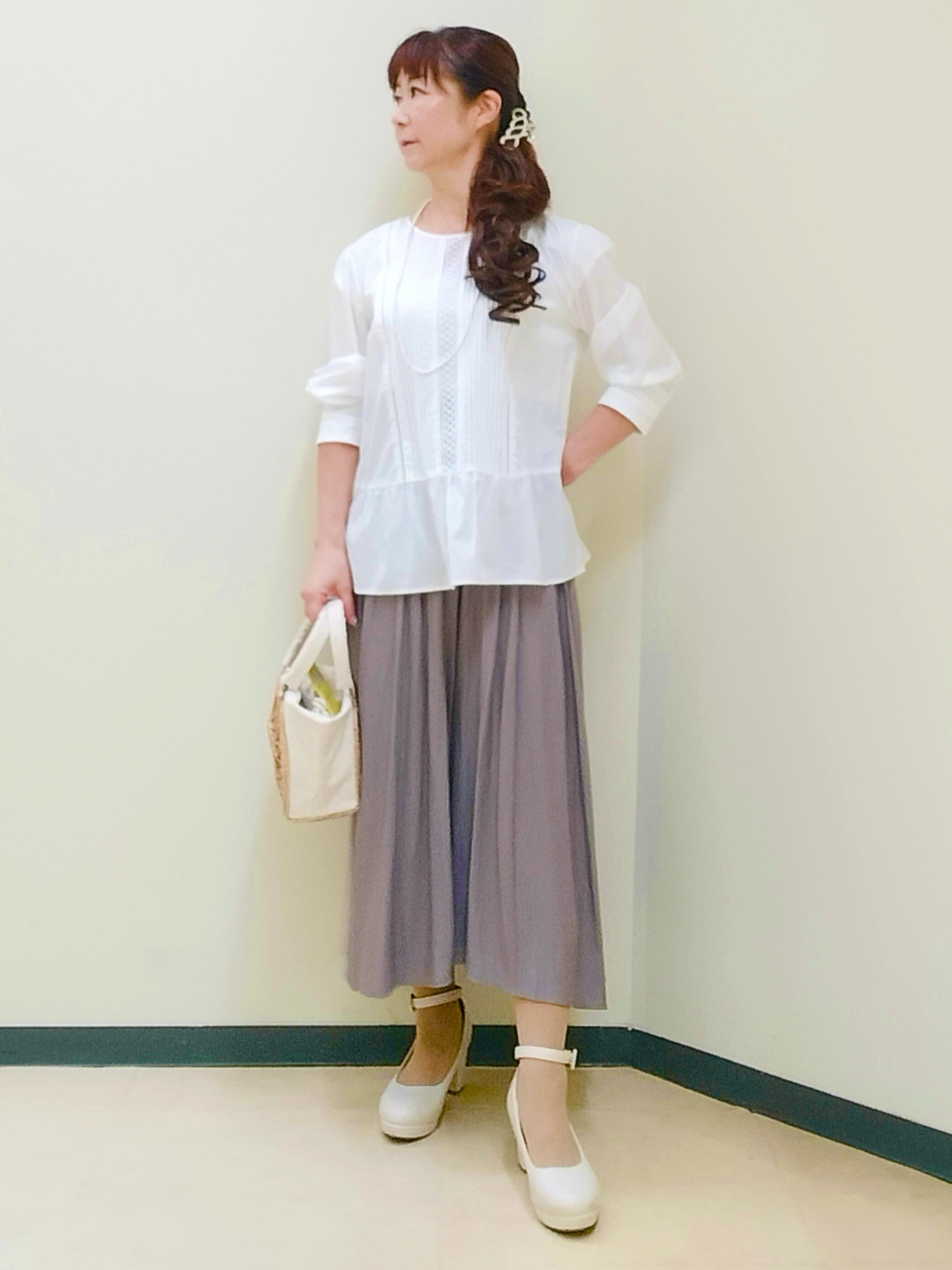 花さんの「Reflect｜【手洗い可】ピンタックレースブラウス」を使ったコーディネート