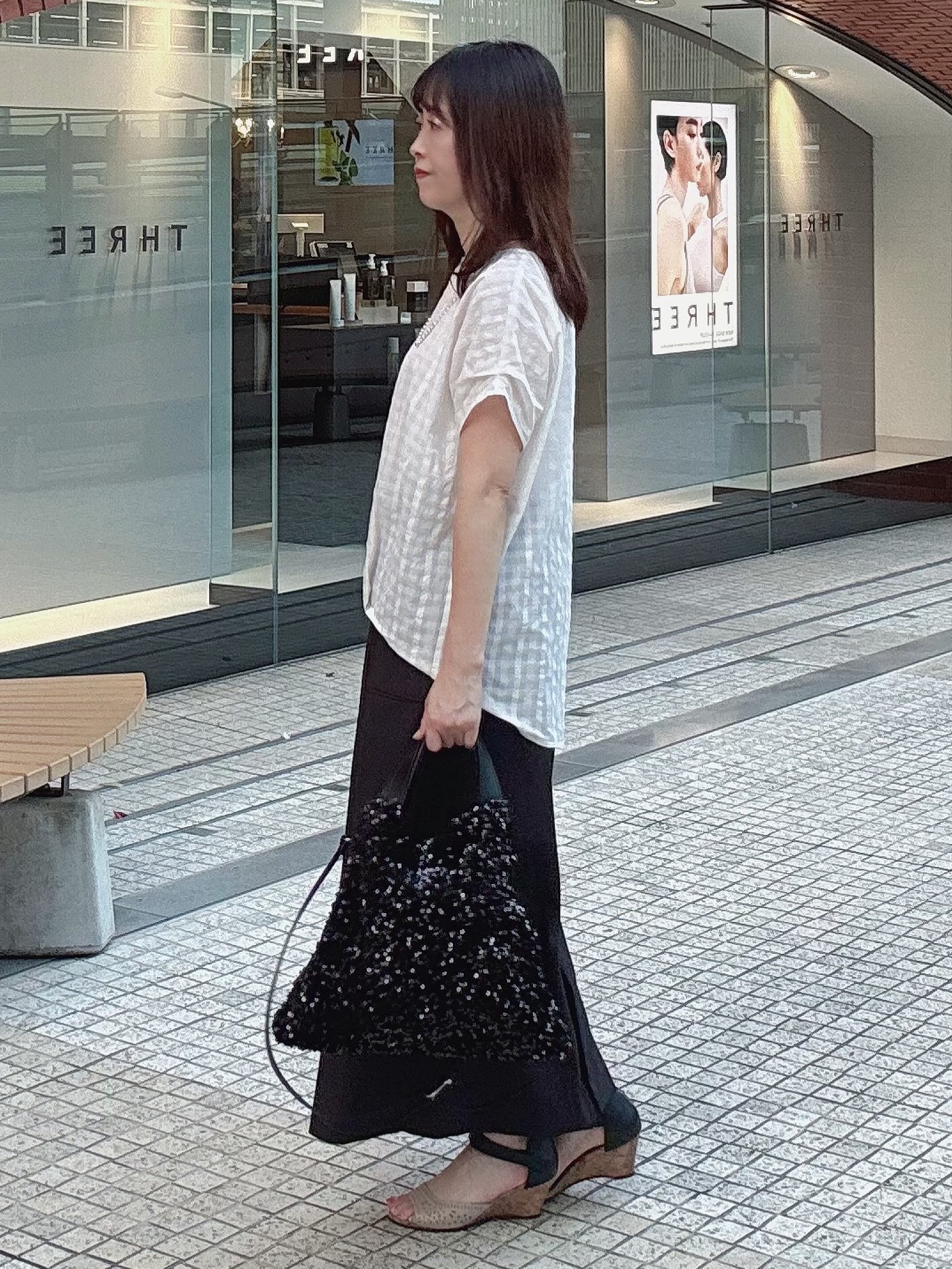 makiさんの「UNTITLED｜シアーチェックブラウス」を使ったコーディネート