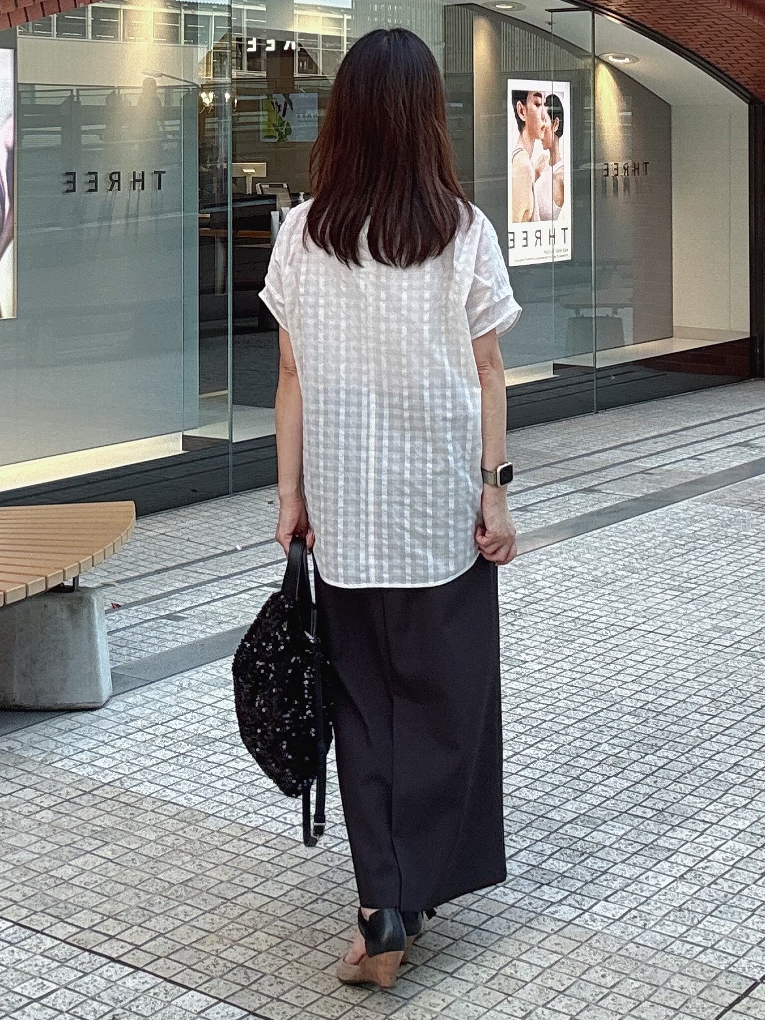 makiさんの「UNTITLED｜シアーチェックブラウス」を使ったコーディネート