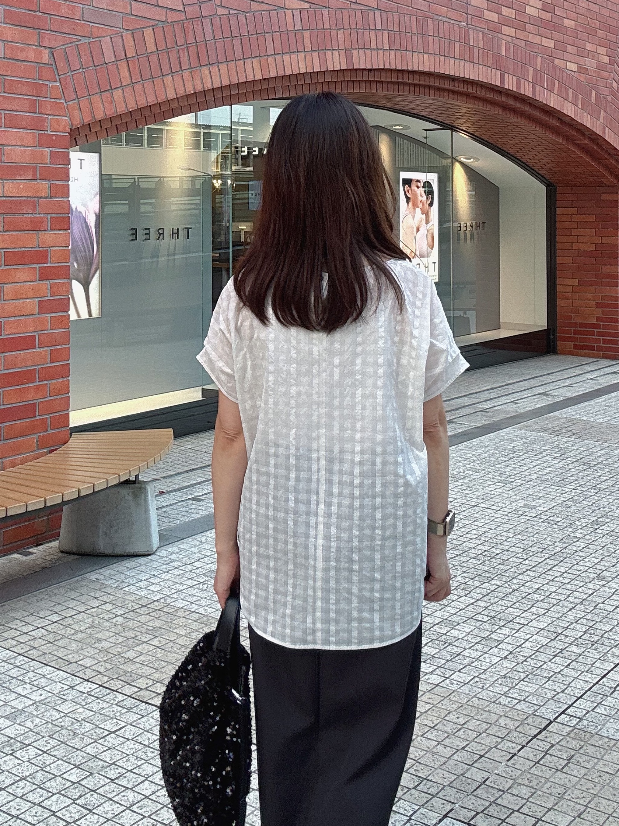 makiさんの「UNTITLED｜シアーチェックブラウス」を使ったコーディネート