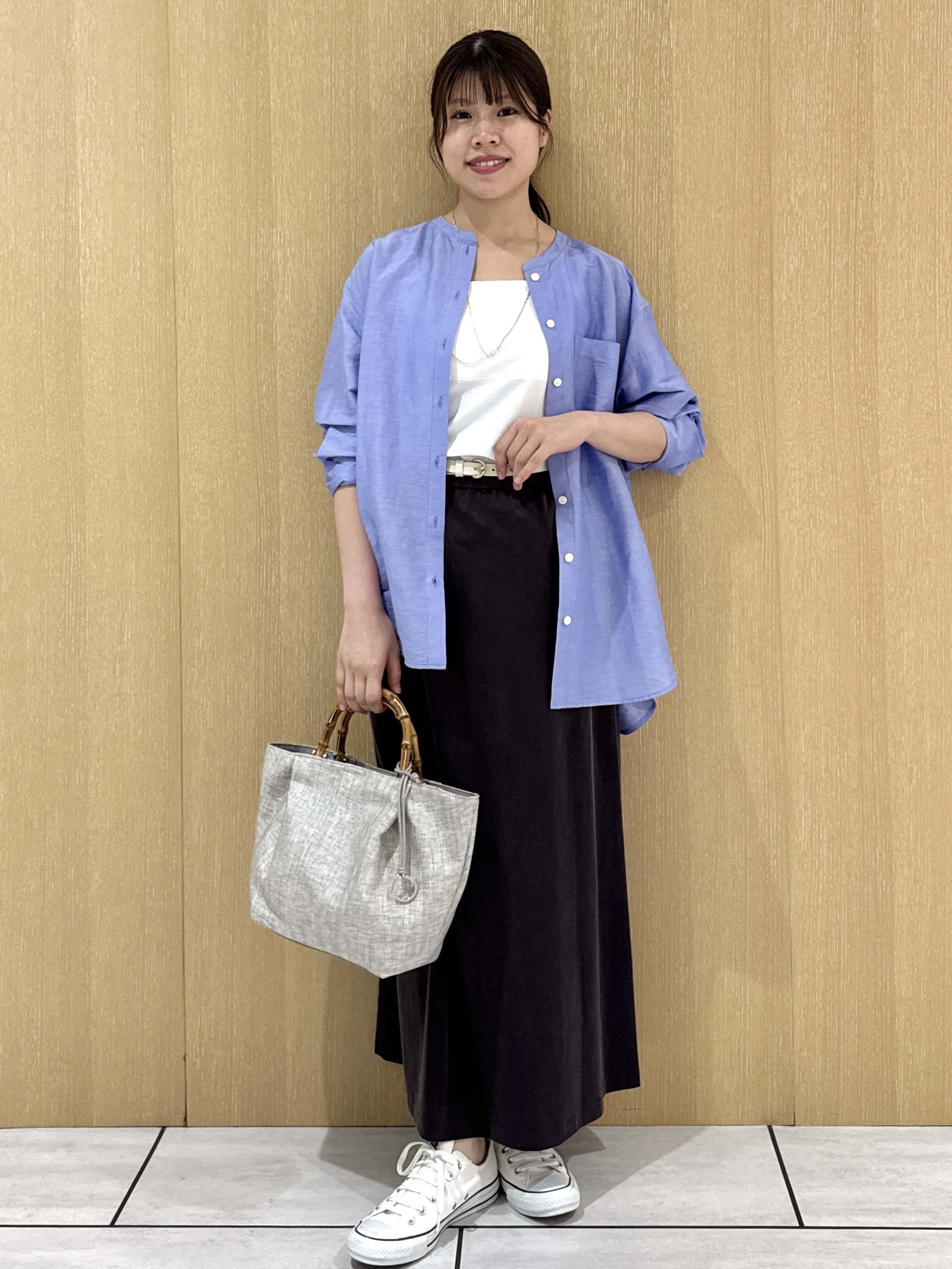 nanaさんの「UNTITLED｜リネンミックスバンドカラーシャツ」を使ったコーディネート