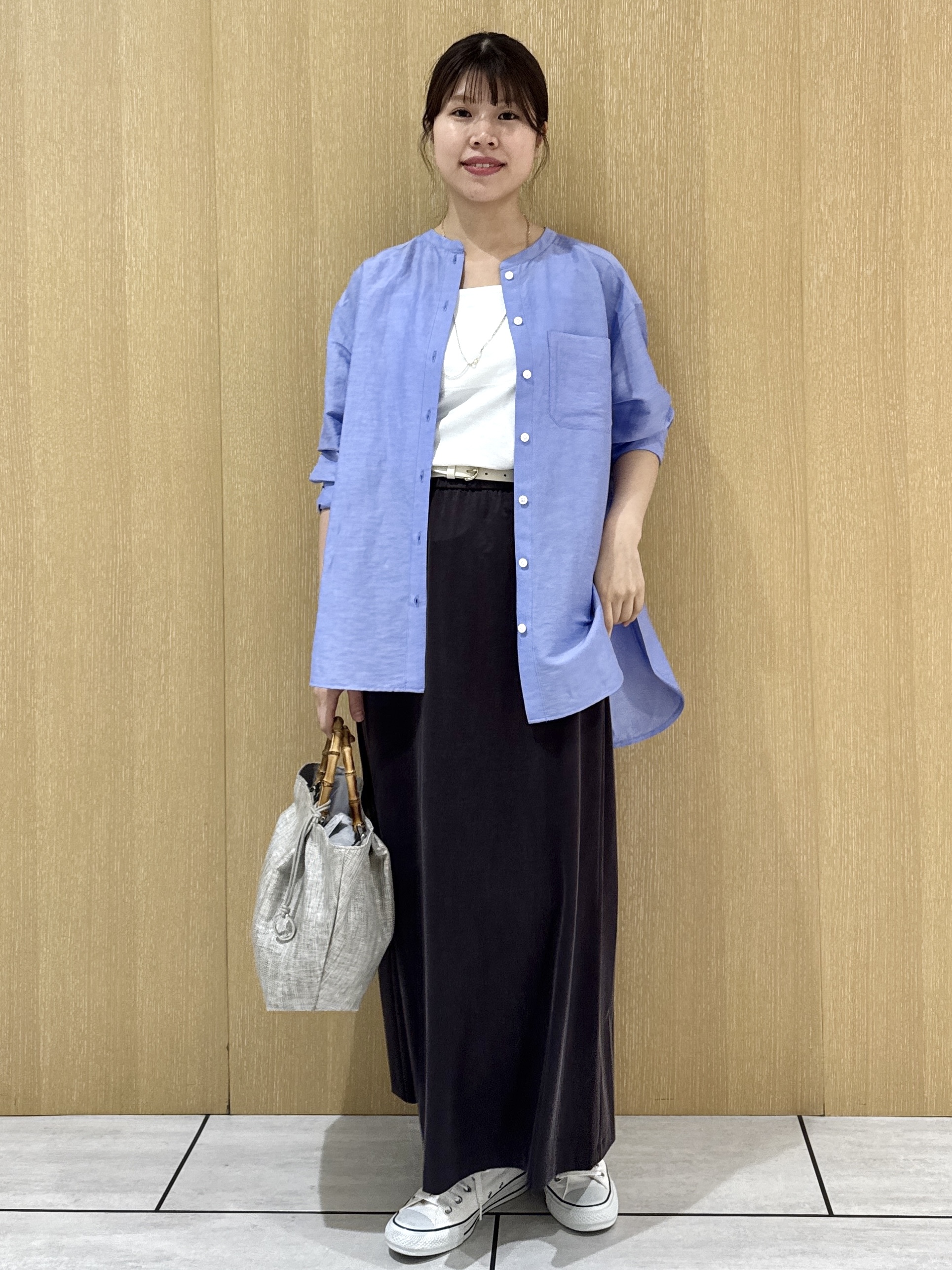 nanaさんの「UNTITLED｜リネンミックスバンドカラーシャツ」を使ったコーディネート