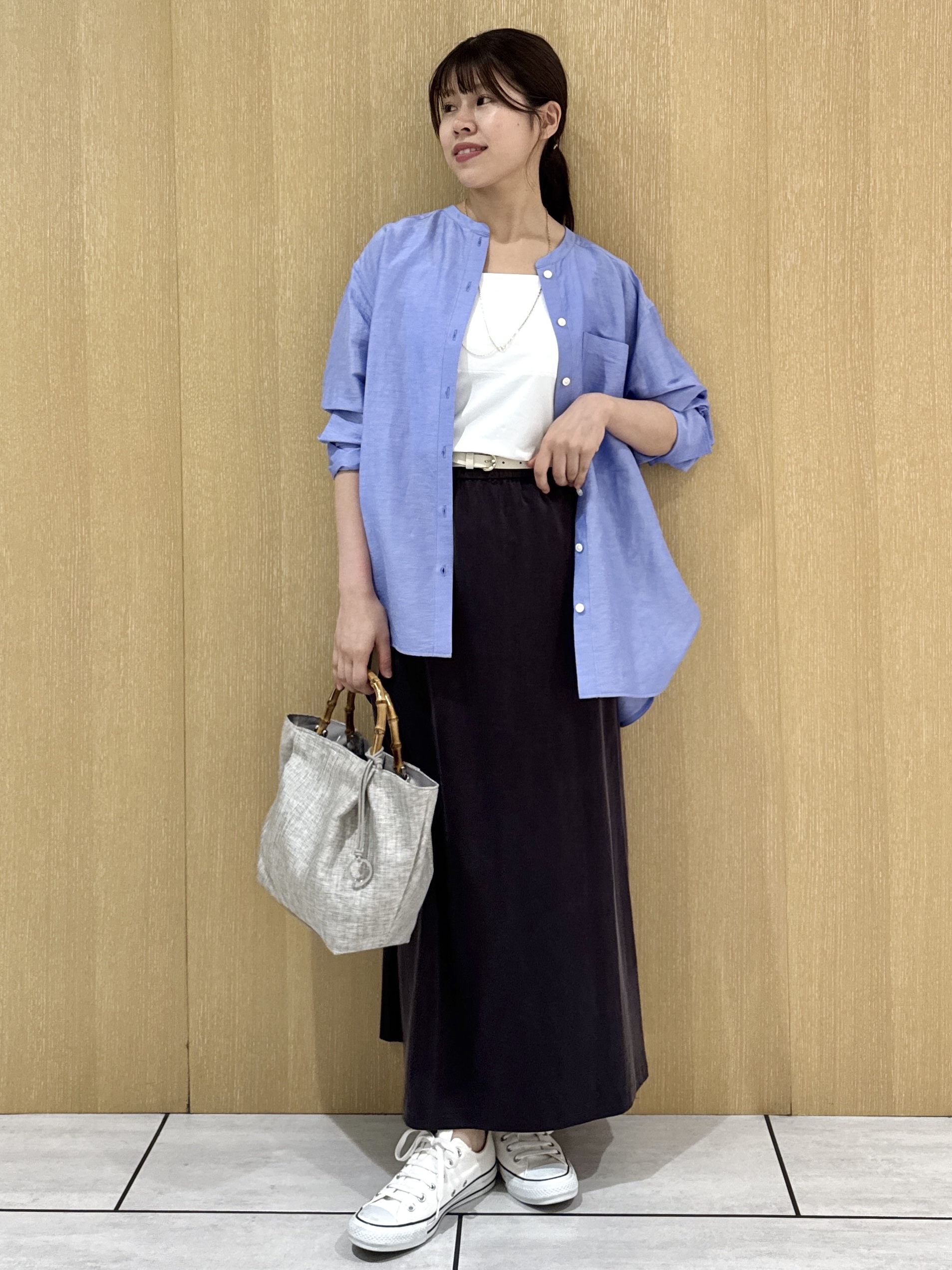 nanaさんの「UNTITLED｜リネンミックスバンドカラーシャツ」を使ったコーディネート