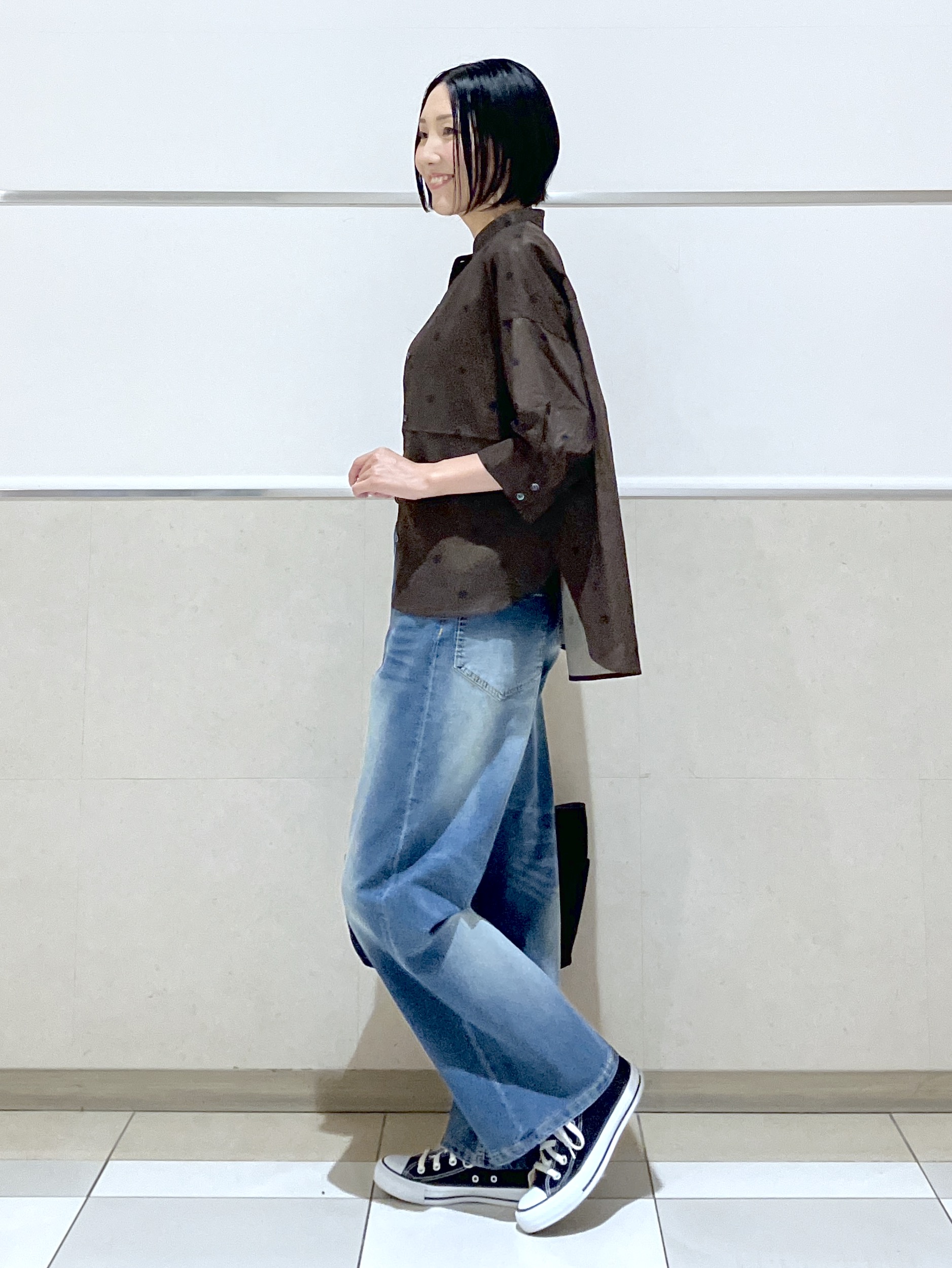 eriko さんの「Dessin｜【セットアップ可】ドットプリント ハーフスリーブシャツ」を使ったコーディネート