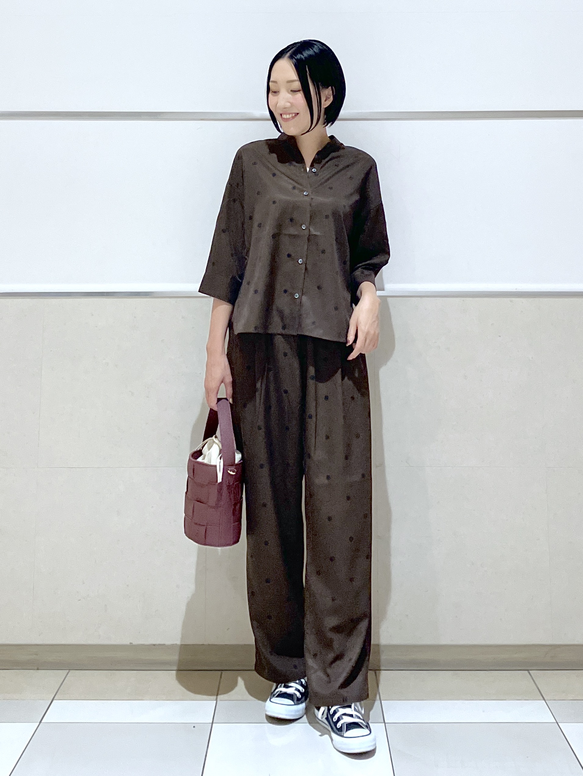 eriko さんの「Dessin｜【セットアップ可】ドットプリント ハーフスリーブシャツ」を使ったコーディネート