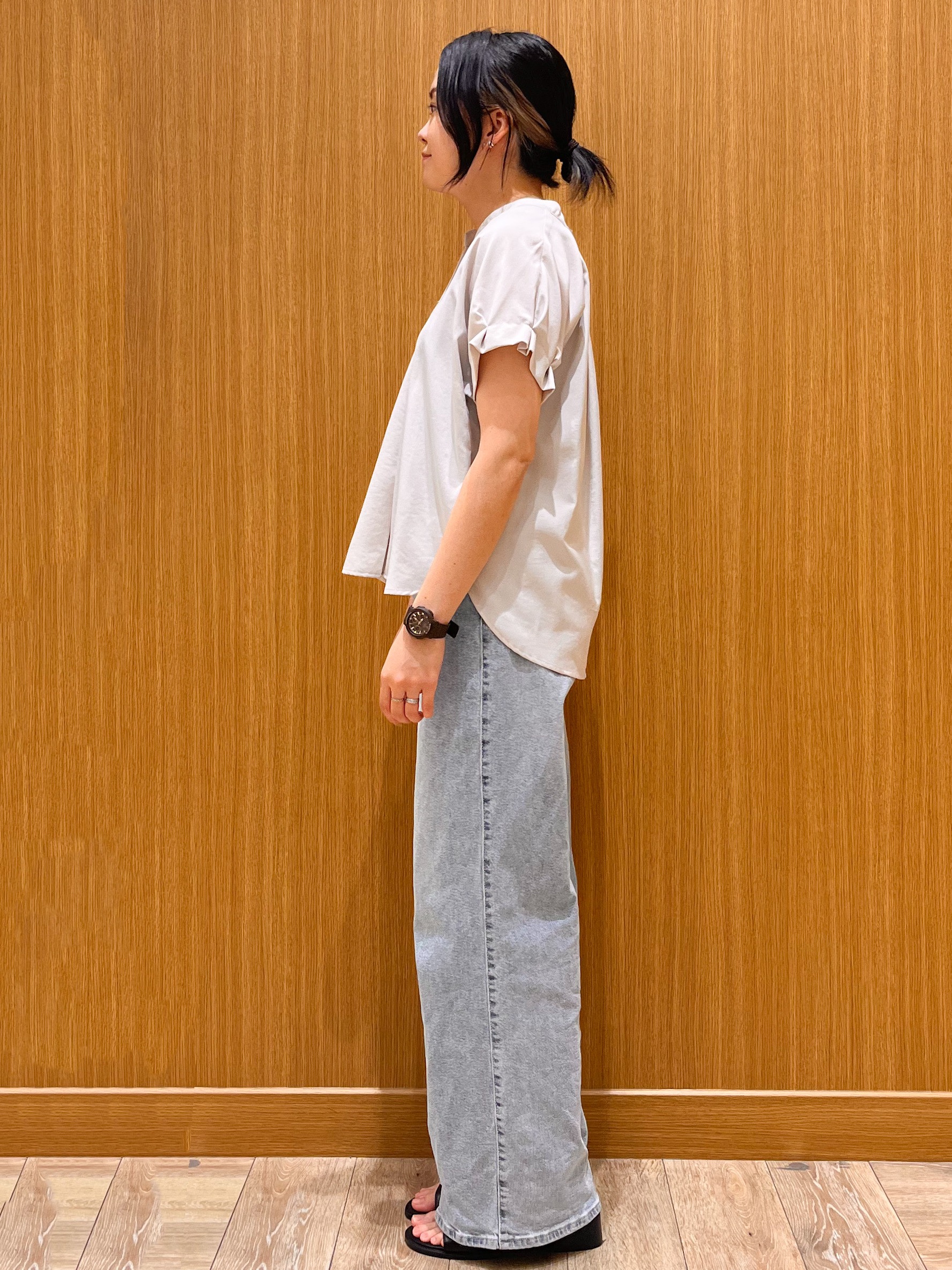 aさんの「OPAQUE.CLIP｜【接触冷感／吸水速乾】タックスキッパーブラウス《防シワ／イージーアイロン／洗濯機OK／9col》」を使ったコーディネート