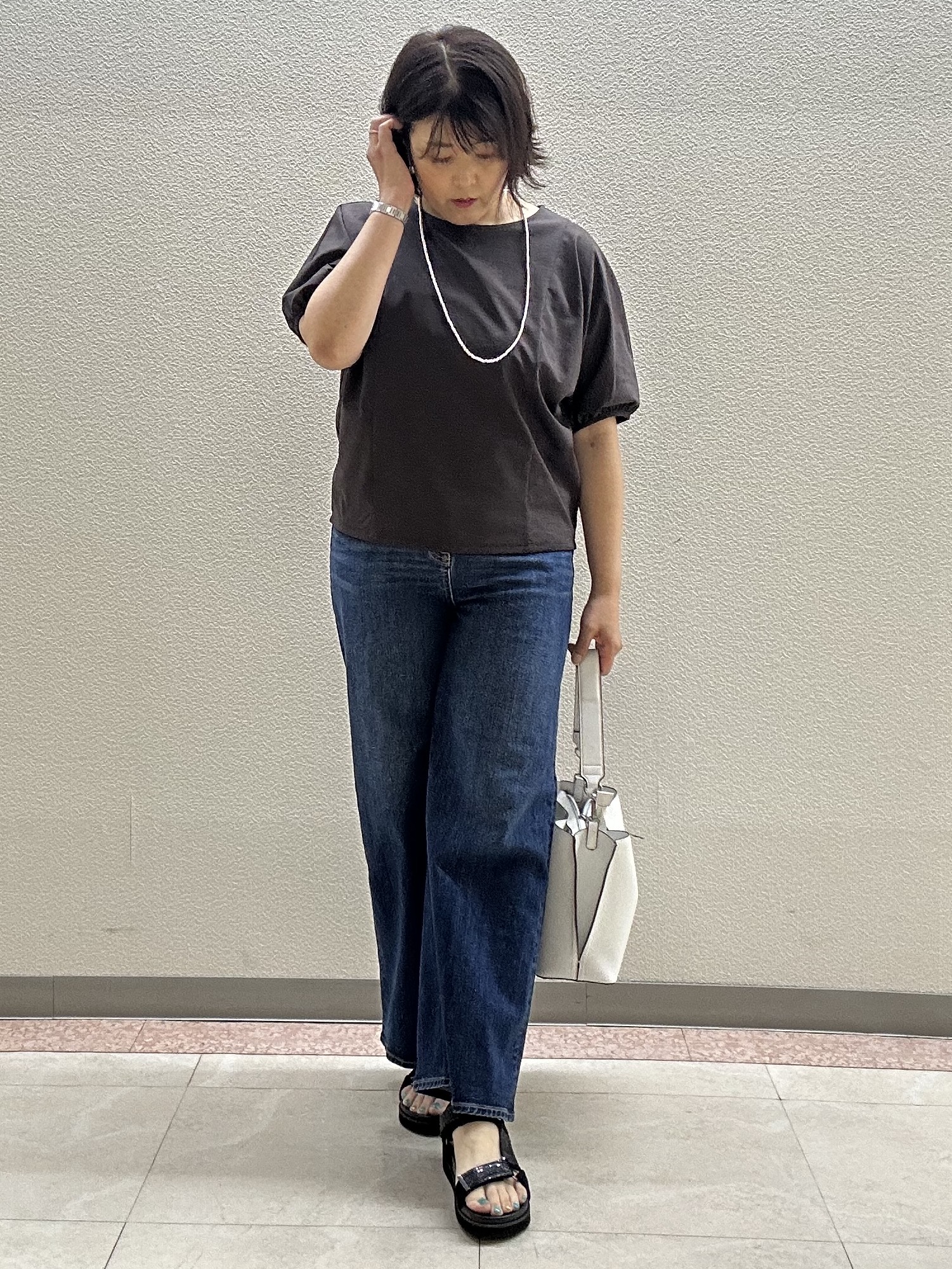 chinatsuさんの「Reflect｜【UVカット／接触冷感／吸水速乾】ギャザースリーブカットソー」を使ったコーディネート