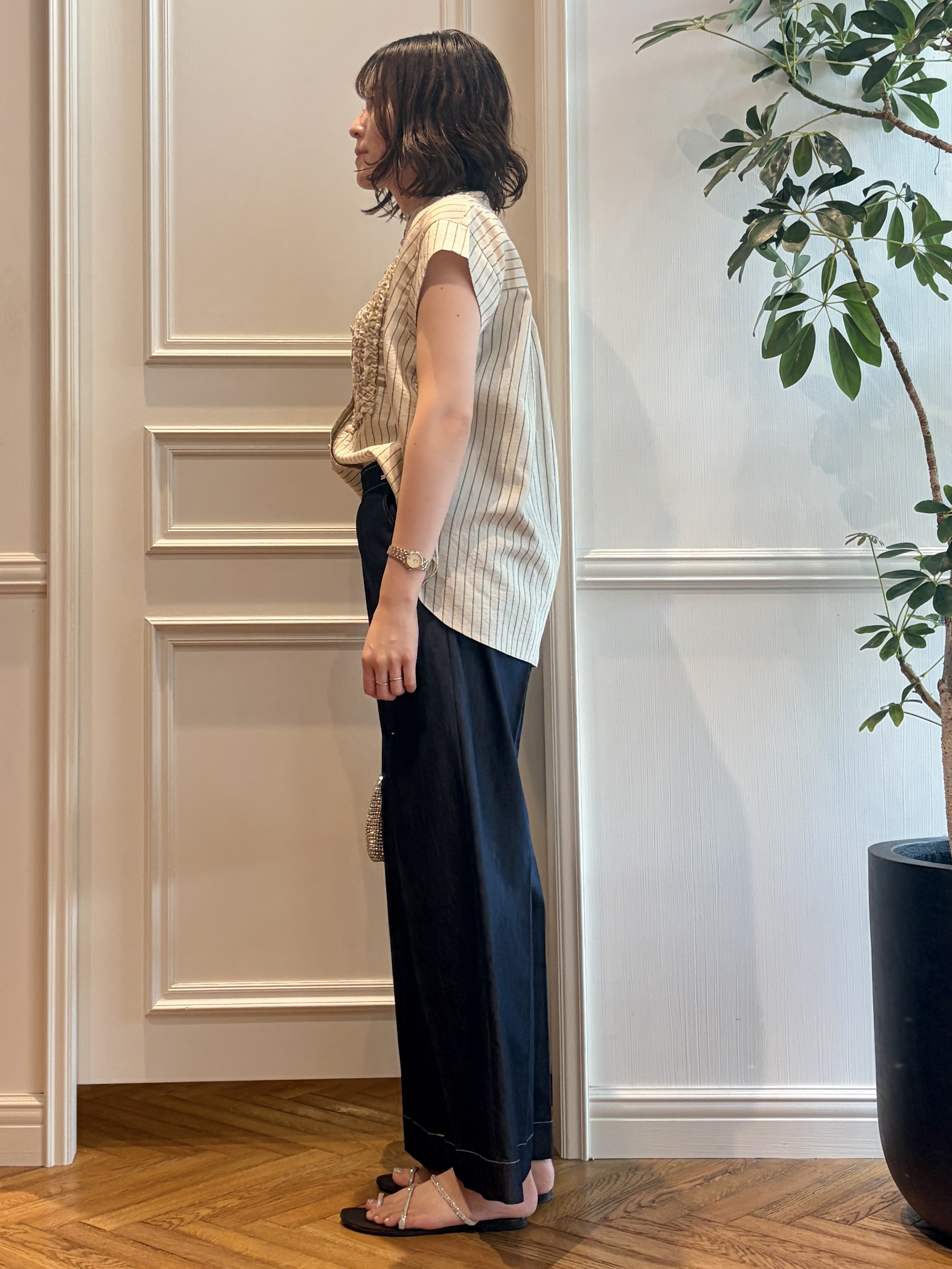 nakaoさんの「DRESSTERIOR｜【接触冷感】イージーウエスト ワイドデニム」を使ったコーディネート