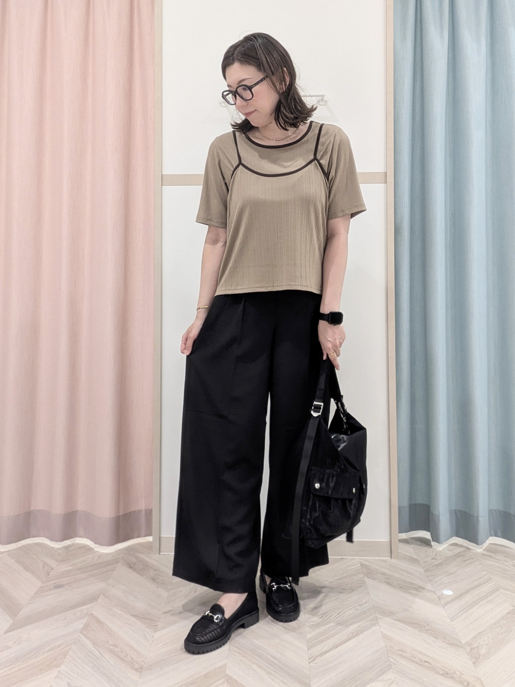 miyuさんの「SHOO･LA･RUE｜細見えランダムテレコ 配色キャミセット」を使ったコーディネート