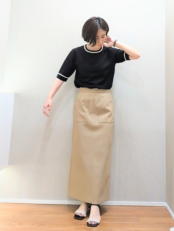 ミズタさんの「UNTITLED｜【アンサンブル可/上品な清涼感】コンパクト5分袖ニット」を使ったコーディネート