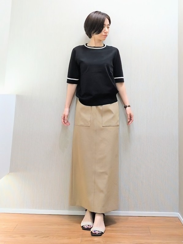 ミズタさんの「UNTITLED｜【アンサンブル可/上品な清涼感】コンパクト5分袖ニット」を使ったコーディネート
