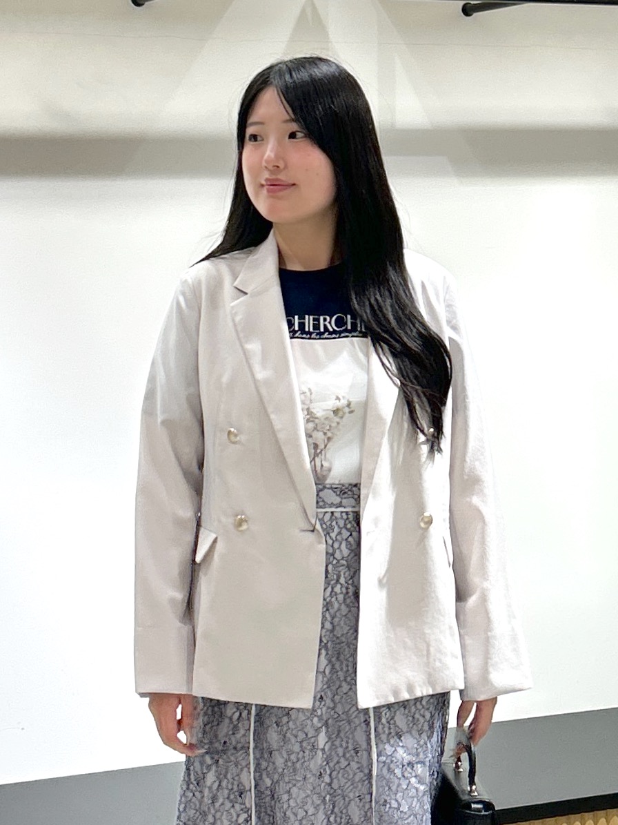 sayaさんの「OPAQUE.CLIP｜《再入荷》ダブルブレストテーラードジャケット【接触冷感／吸水速乾／イージーアイロン／防シワ／洗濯機O」を使ったコーディネート