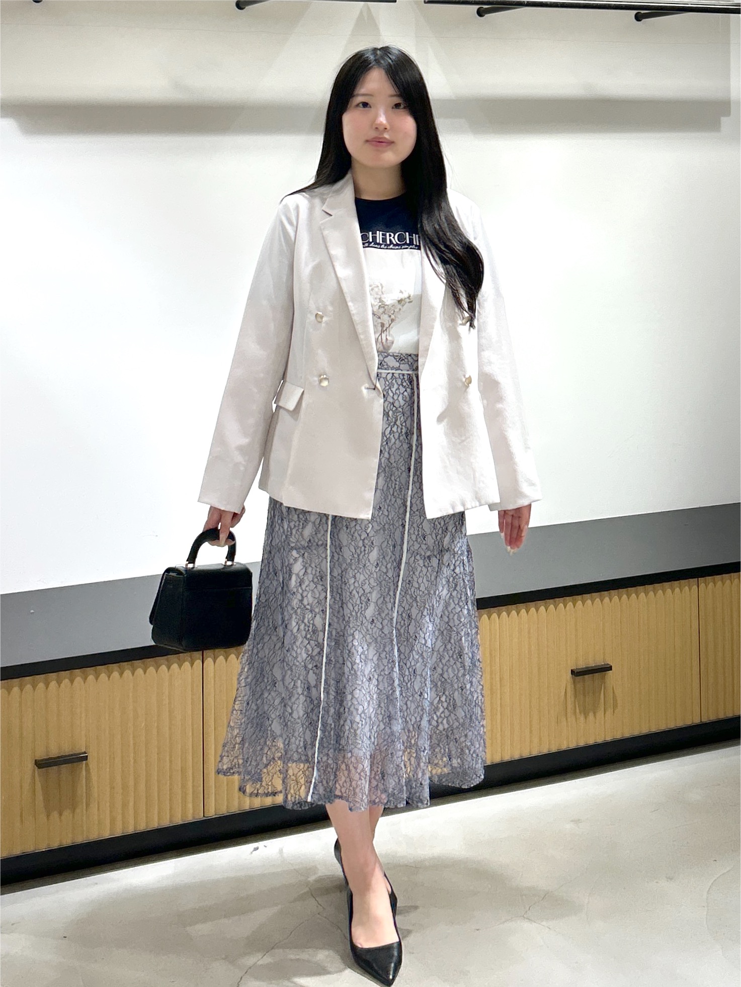 sayaさんの「OPAQUE.CLIP｜《再入荷》ダブルブレストテーラードジャケット【接触冷感／吸水速乾／イージーアイロン／防シワ／洗濯機O」を使ったコーディネート