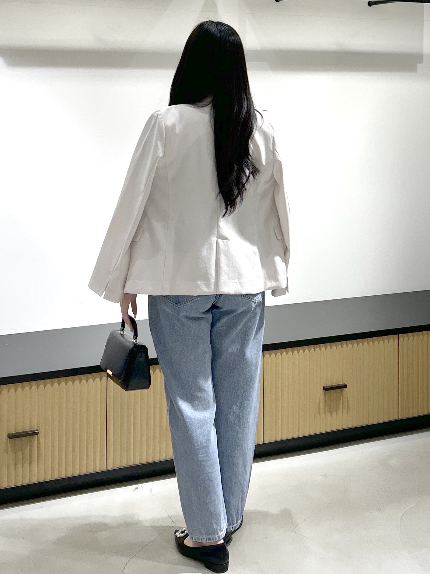sayaさんの「OPAQUE.CLIP｜《再入荷》ダブルブレストテーラードジャケット【接触冷感／吸水速乾／イージーアイロン／防シワ／洗濯機O」を使ったコーディネート